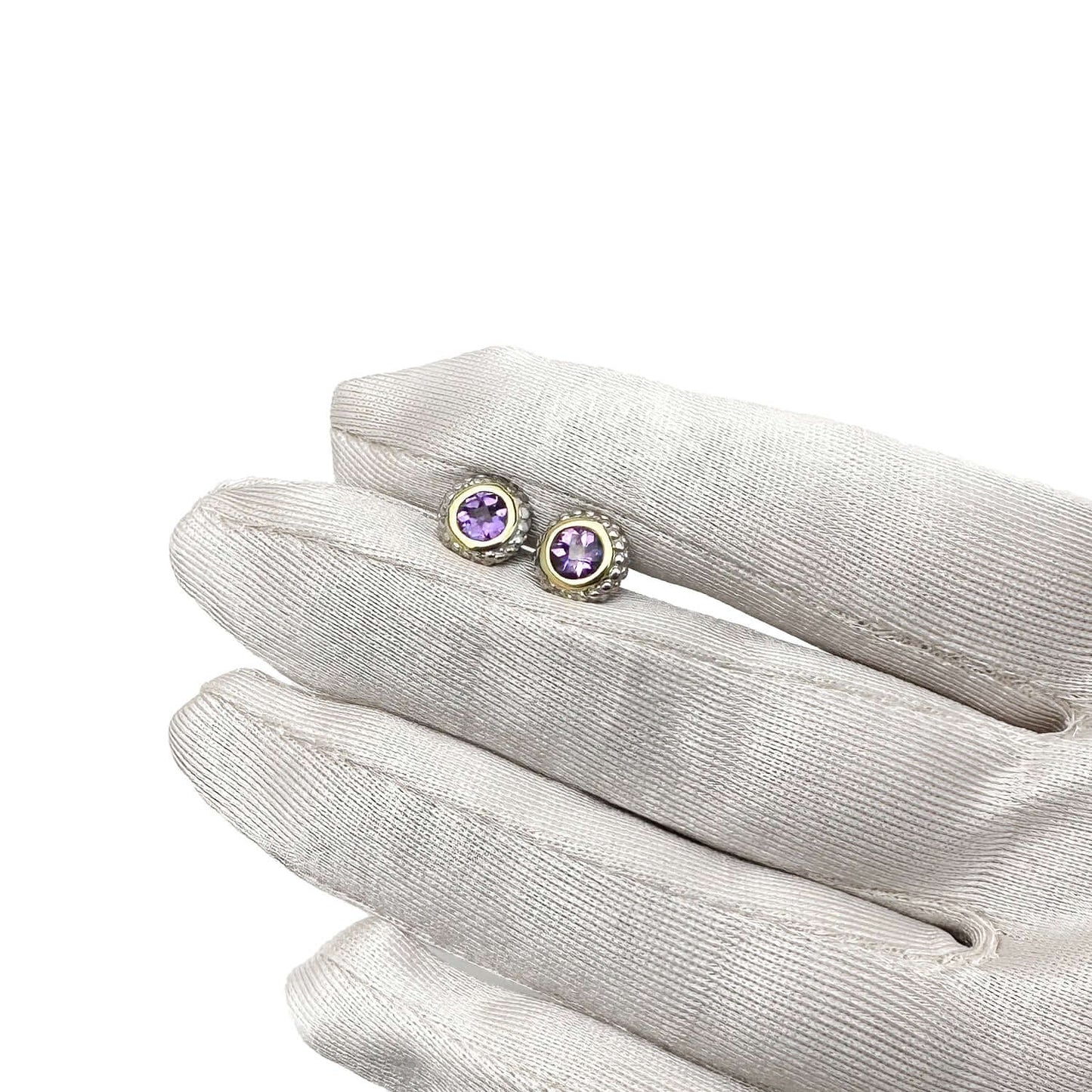 18K Yellow Gold 925 Sterling Silver Bezel Set 1CT Gemstone Halo Stud Earrings