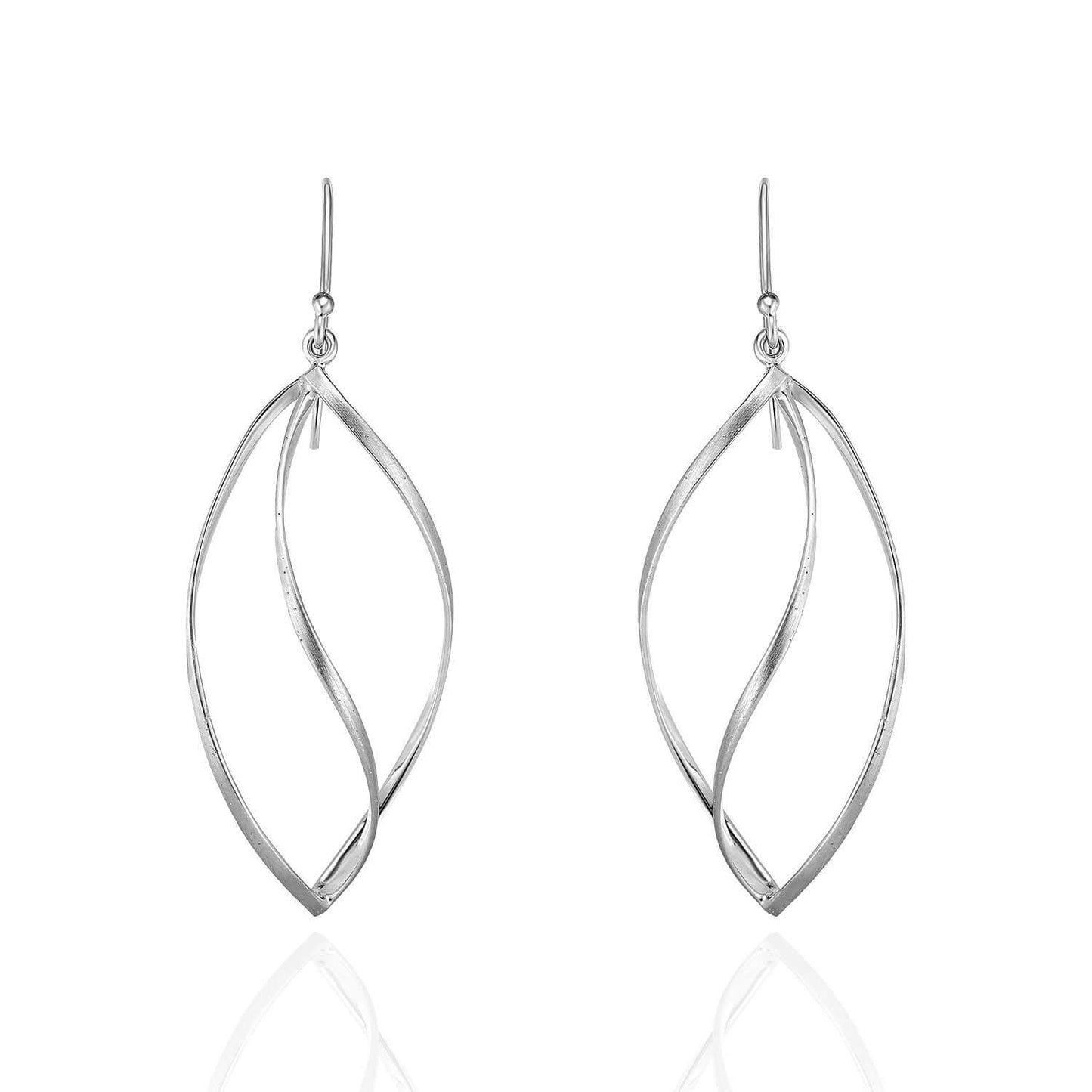 925 Sterling Silver Twisted Teardrop Earrings 2.1"