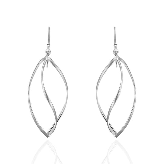 925 Sterling Silver Twisted Teardrop Earrings 2.1"