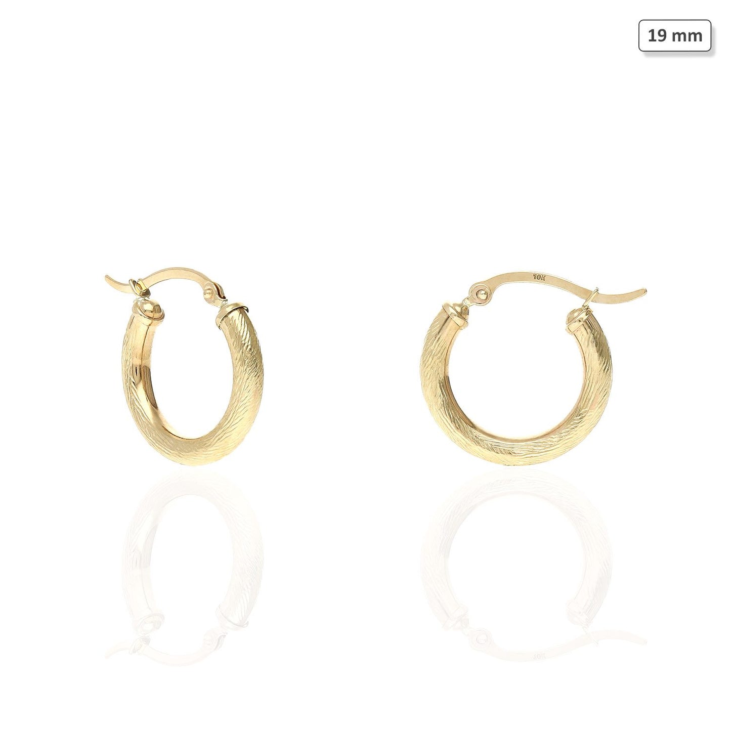 10K Yellow Gold 3mm Tube Twisted Textured Hoop Earrings 19mm-58mm