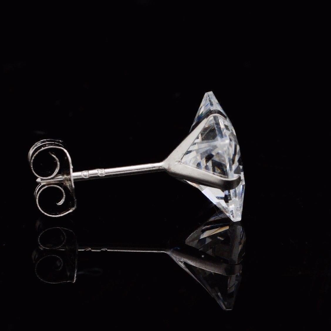 1Ct CZ 14K Gold Princess-Cut Push Back Stud Earrings 4mm
