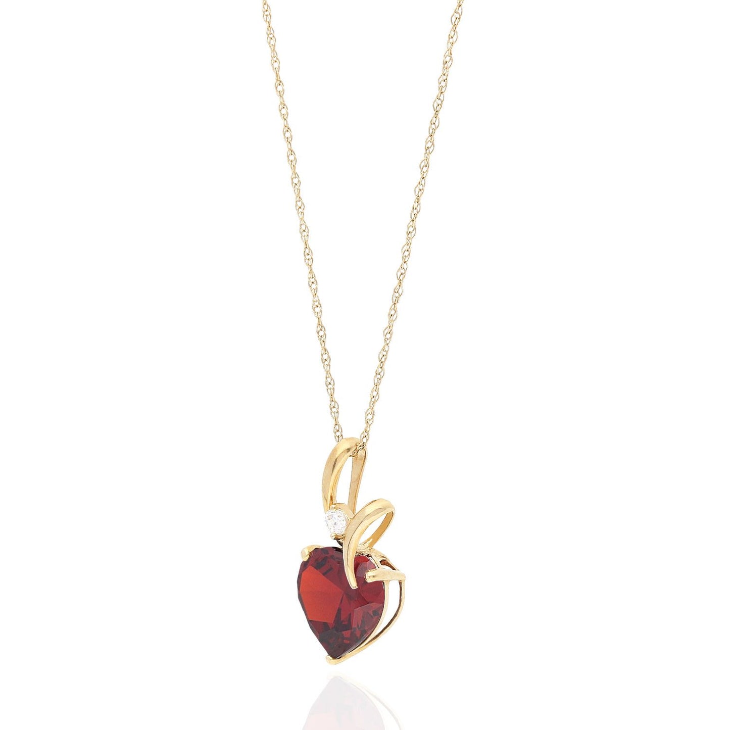 14K Yellow Gold Cubic Zirconia Heart Shape Birthstone Pendant 0.53"