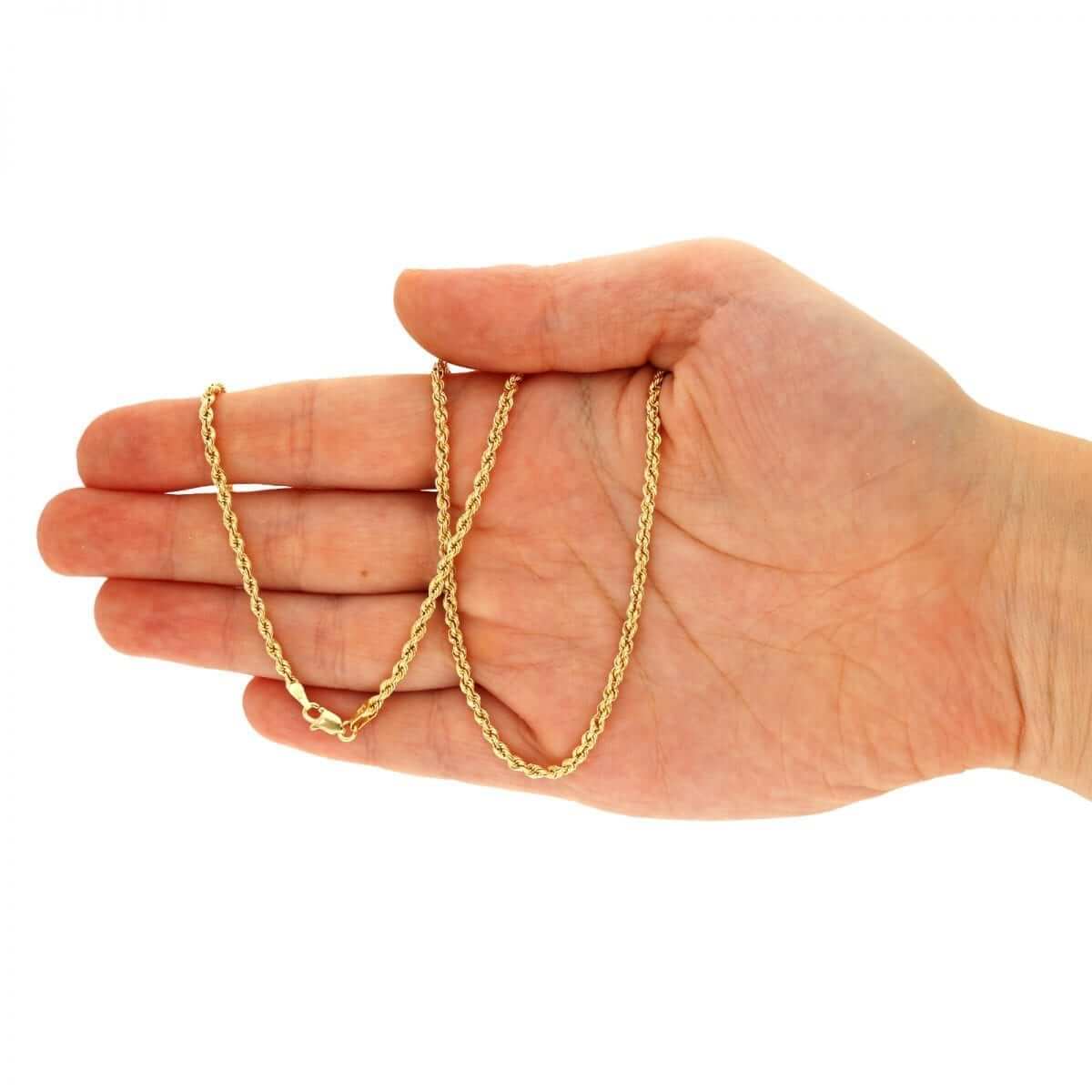 Kids 14K Yellow Gold 1.8mm-3mm Rope Chain (Hollow) 16"-20"