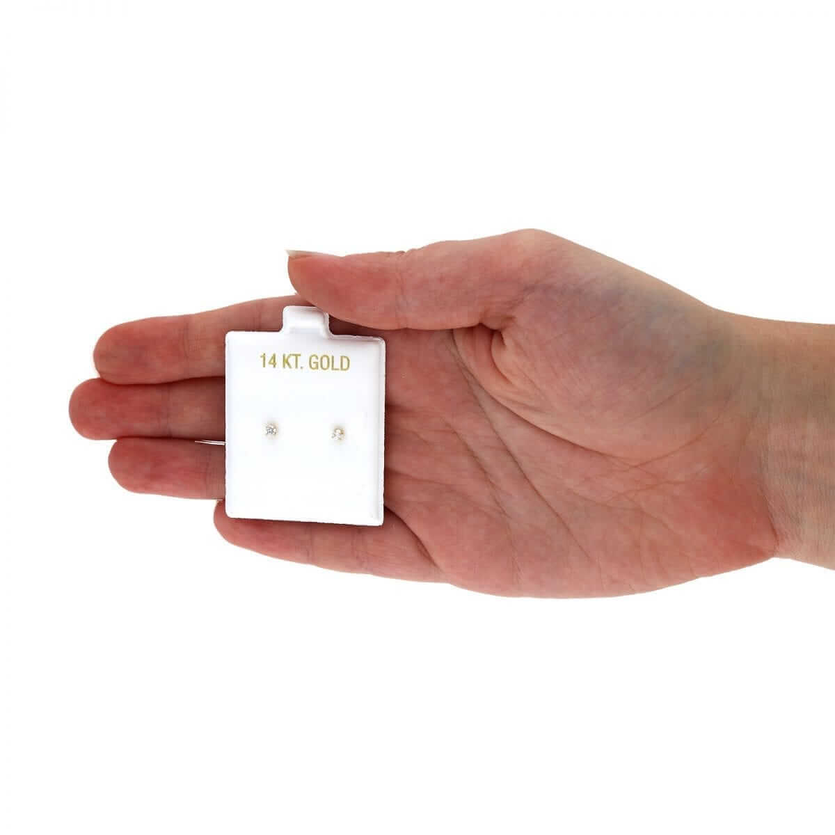 Real 14K Gold CZ Stud Screw Back Earrings 0.10Ct-4Ct