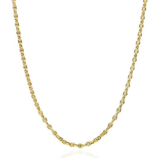 10K Yellow Gold 3mm Puffed Anchor Mariner Chain (Hollow) 16"-26"