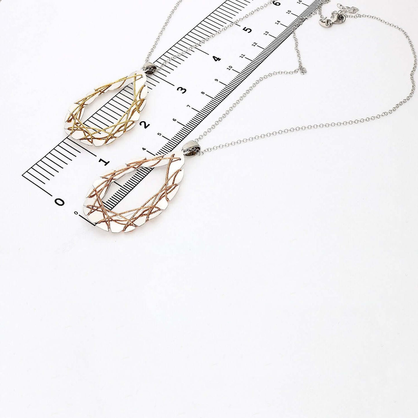 Yellow Rose Gold Over Sterling Silver Wire Wrapped Teardrop Pendant with 16"-18" Adjustable Necklace