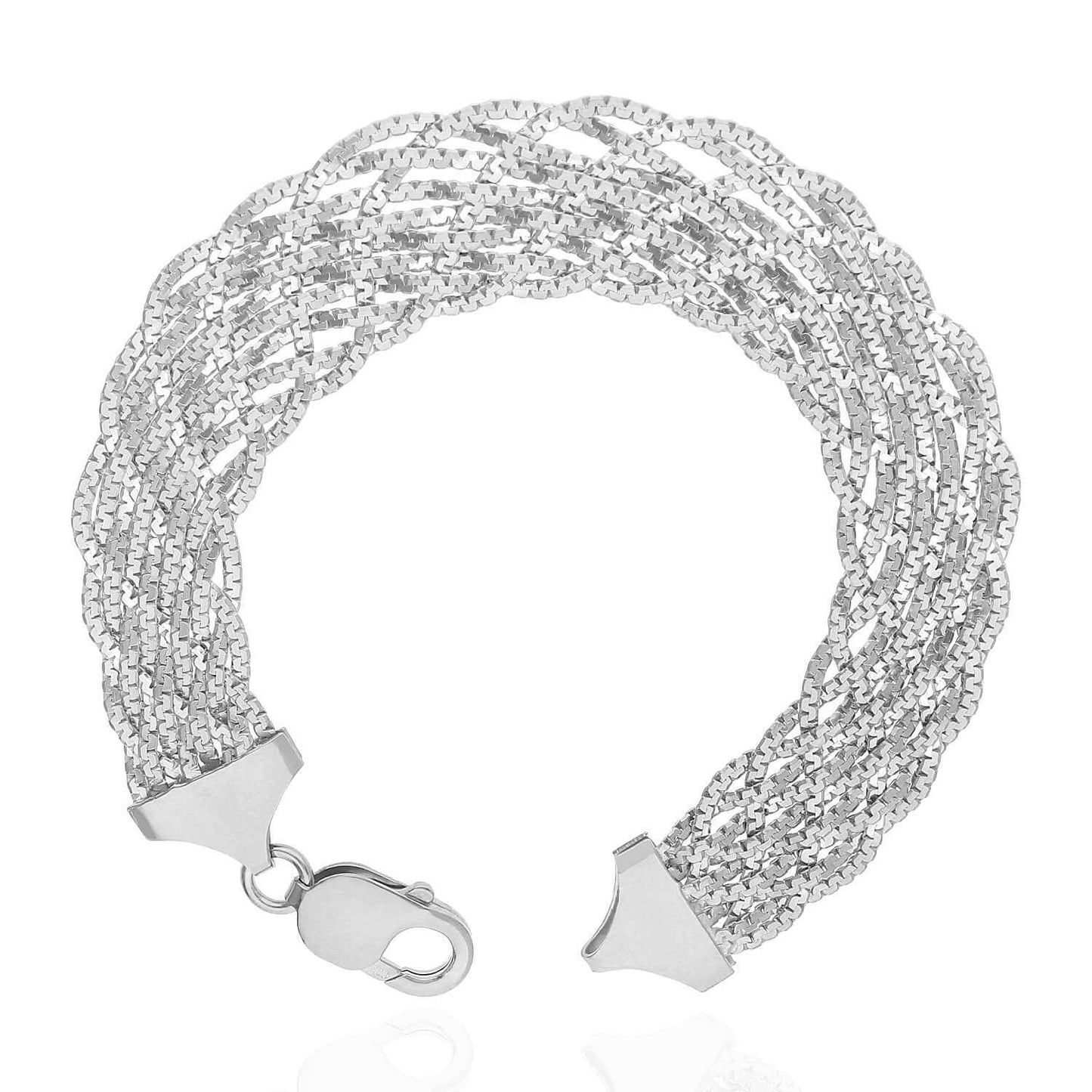 Yellow White Rose Gold Over Sterling Silver Braided Twisted Fancy Bracelet 7.5"
