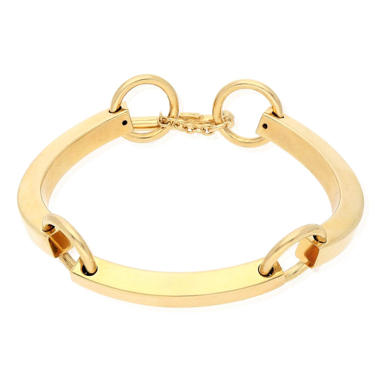 Yellow White Gold Tone 925 Sterling Silver Bar Toggle Bracelet 7"