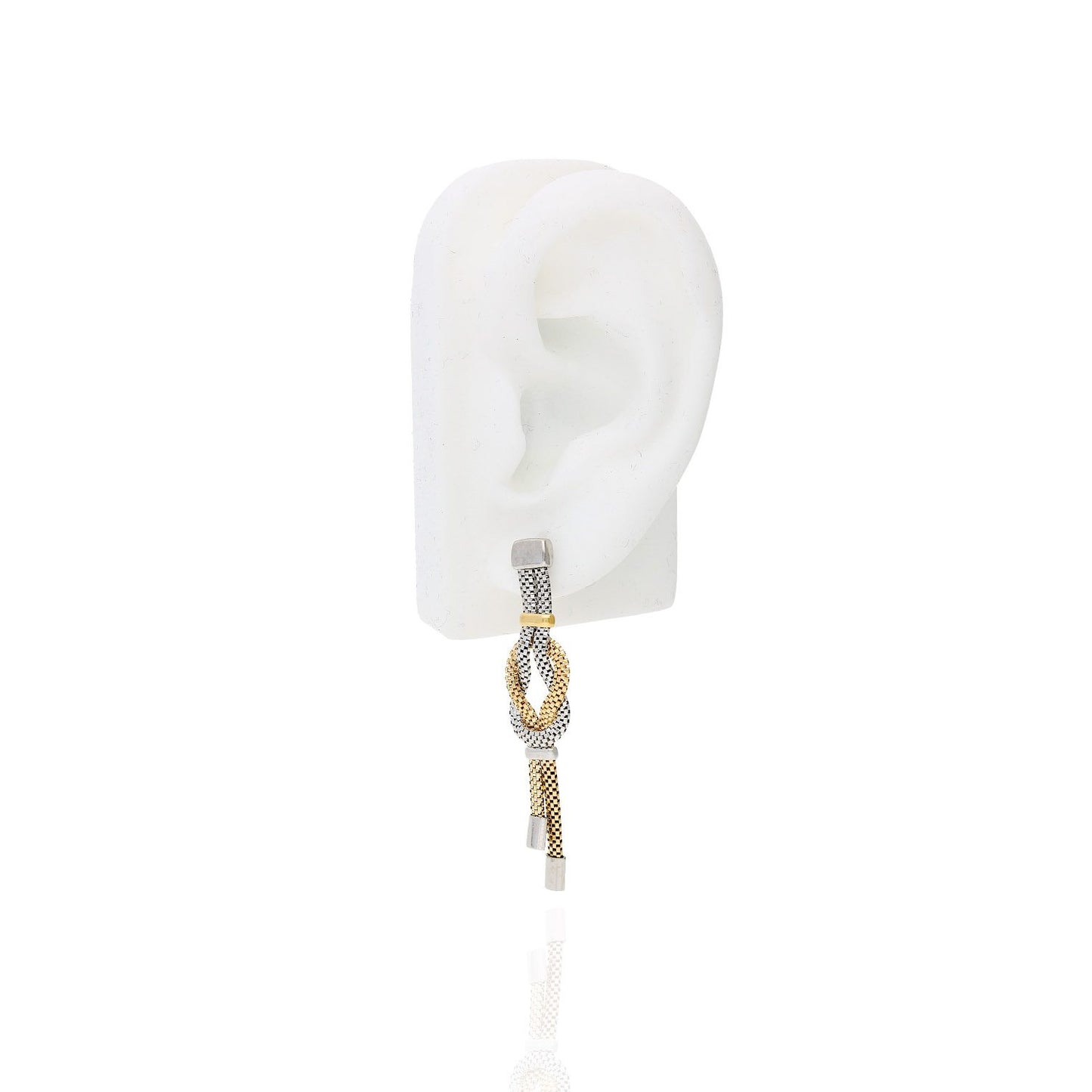 Yellow White Gold Over Silver Mesh Knot of Hercules Drop Earrings