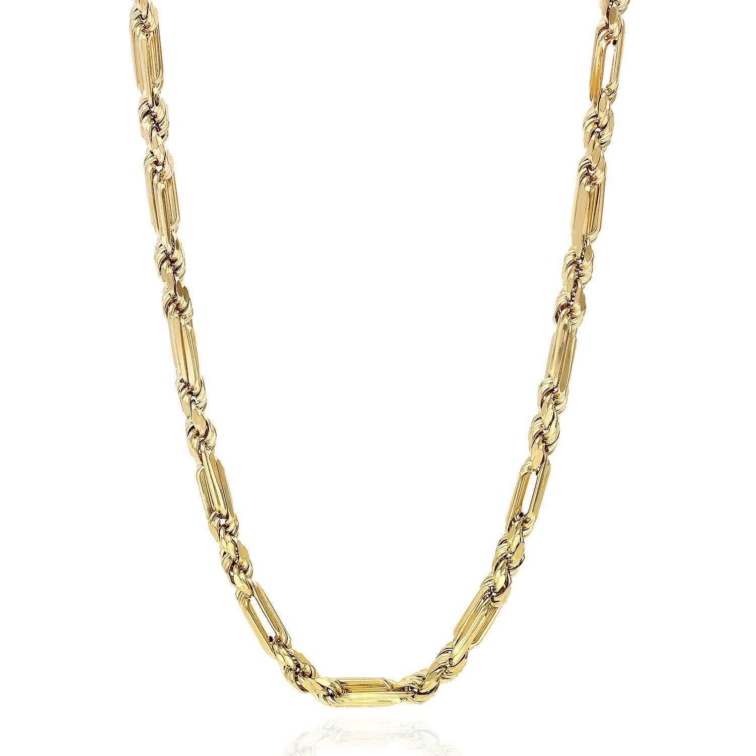 14K Yellow Gold 4mm Milano Figaro Rope Chain (Solid Links) 20