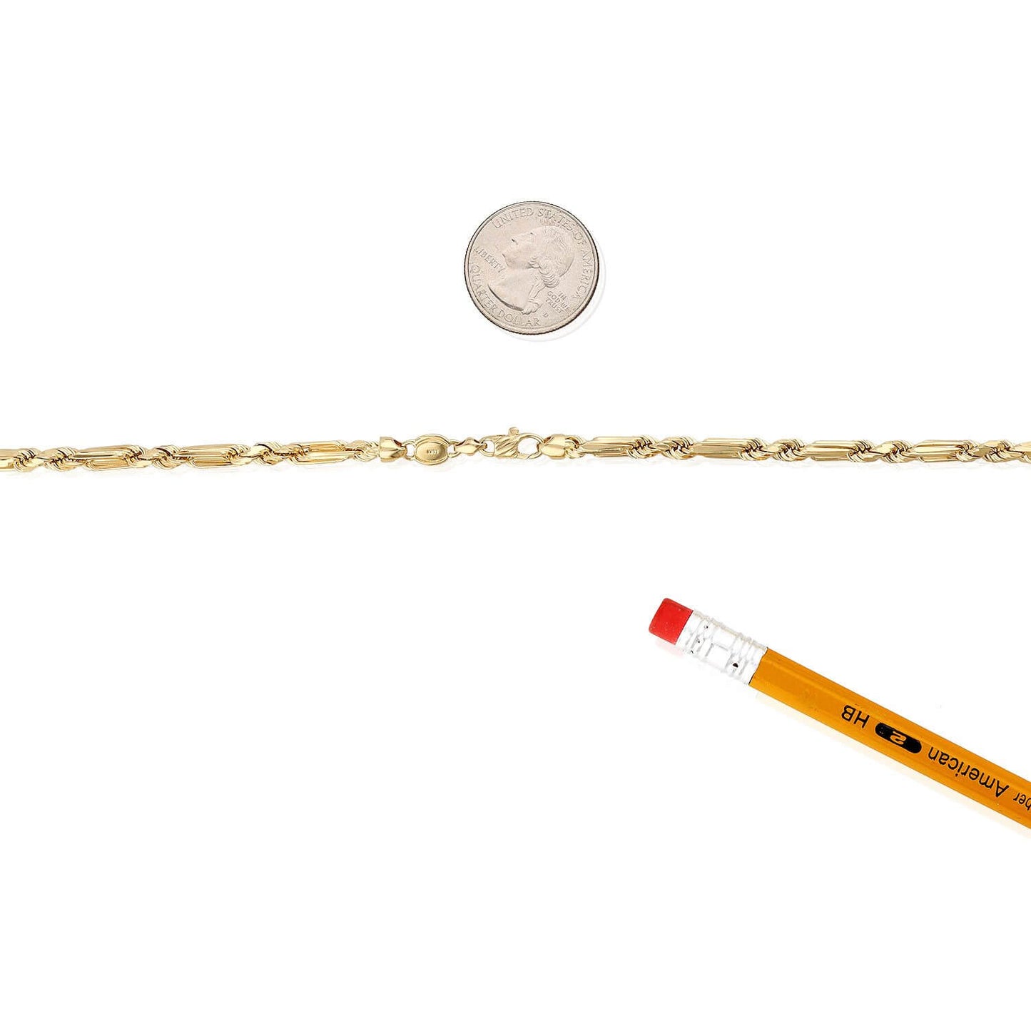 14K Yellow Gold 4mm Milano Figaro Rope Chain (Solid Links) 20"-26"