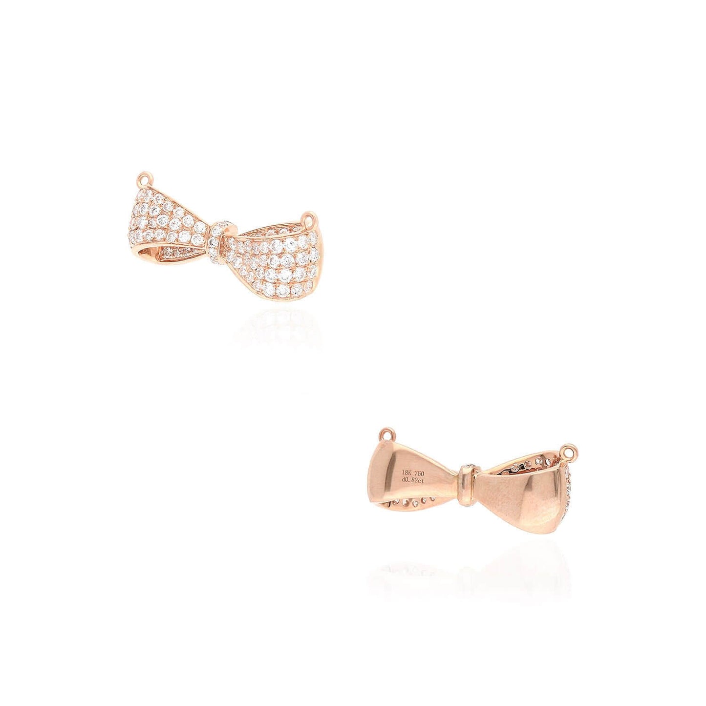 Solid 18K Yellow White Rose Gold 0.82CTW Lab-Grown Diamond Bow Pendant