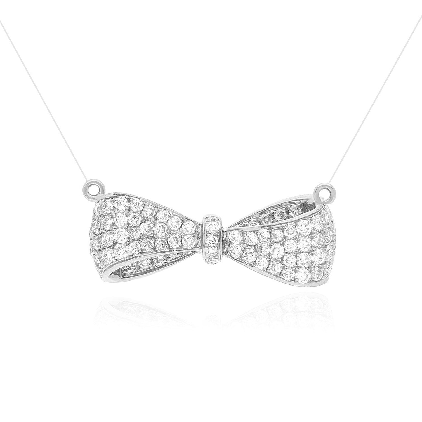 Solid 18K Yellow White Rose Gold 0.82Ct T.W. Lab Grown Diamond Bow Pendant