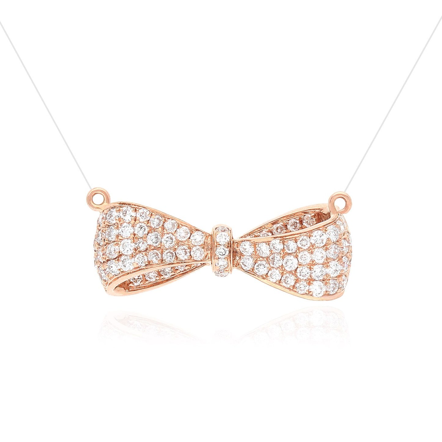 Solid 18K Yellow White Rose Gold 0.82Ct T.W. Lab Grown Diamond Bow Pendant
