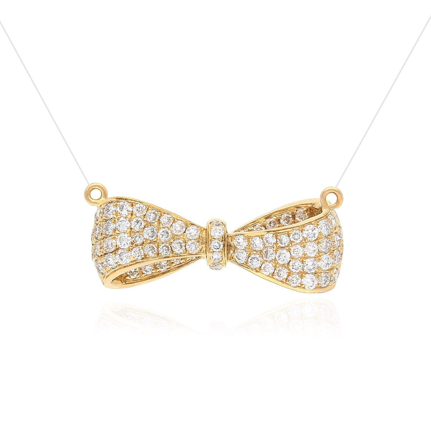 Solid 18K Yellow White Rose Gold 0.82Ct T.W. Lab Grown Diamond Bow Pendant