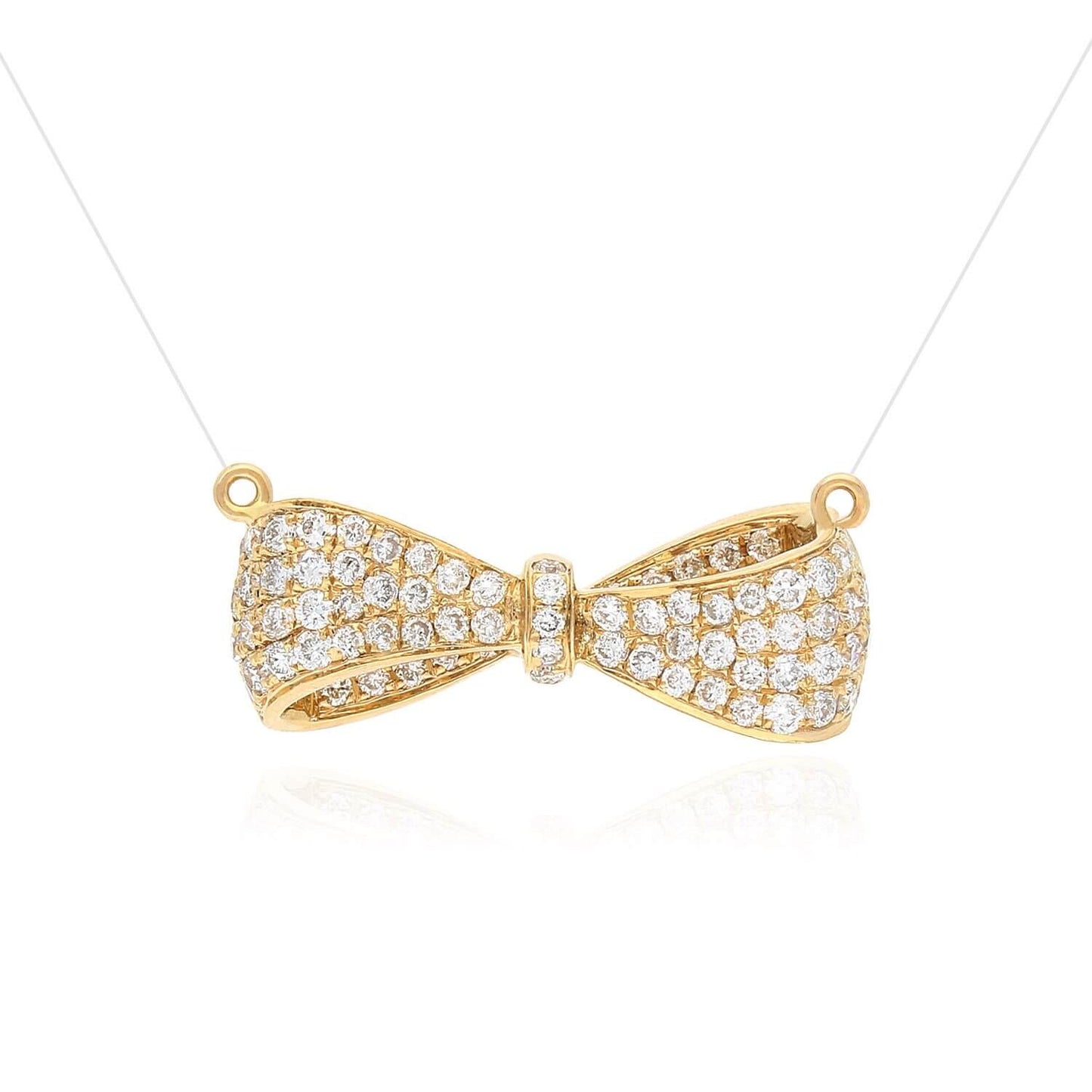 Solid 18K Yellow White Rose Gold 0.82CTW Lab-Grown Diamond Bow Pendant