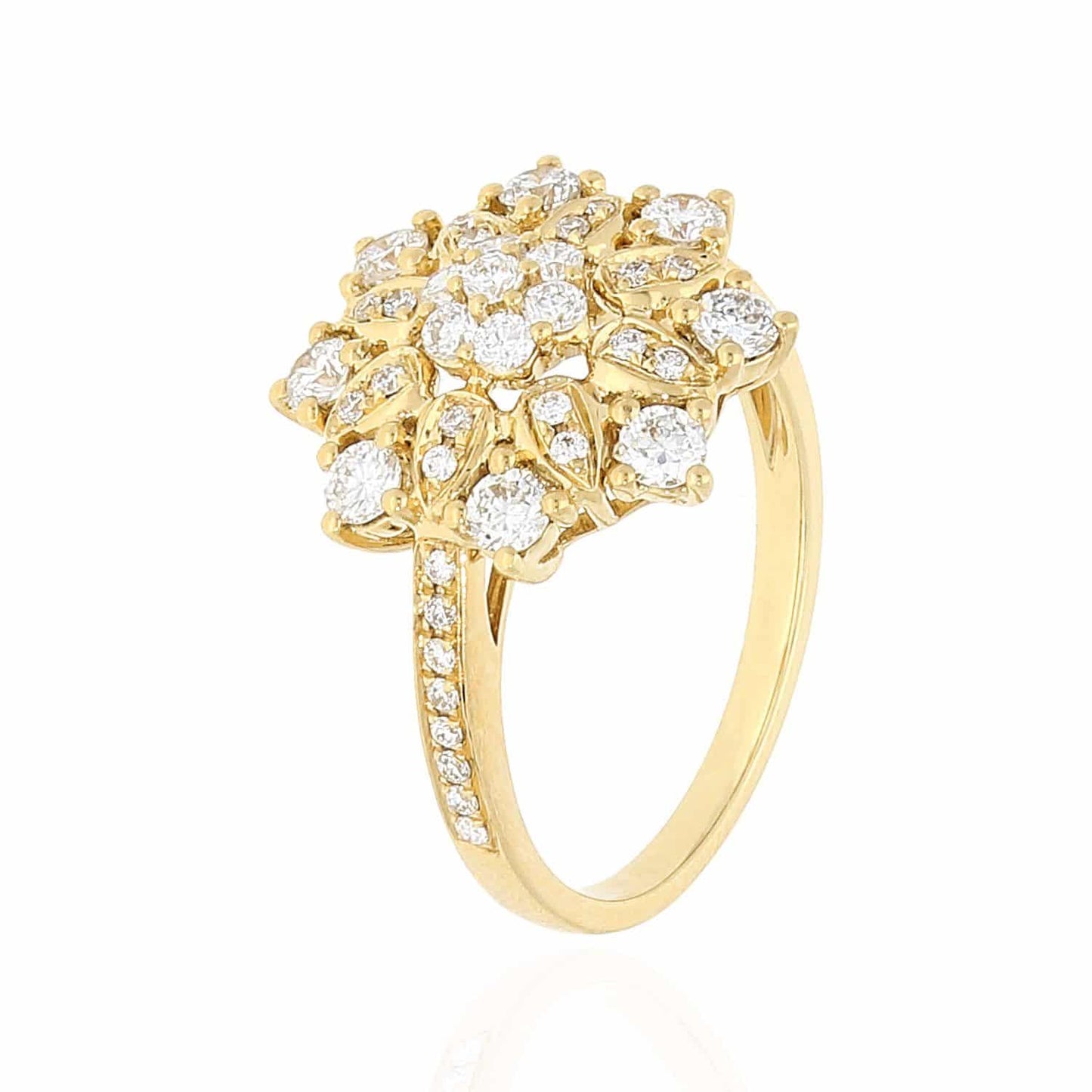 1.15CTW Lab-Grown Diamond 18K Real Gold Snowflake Cocktail Ring