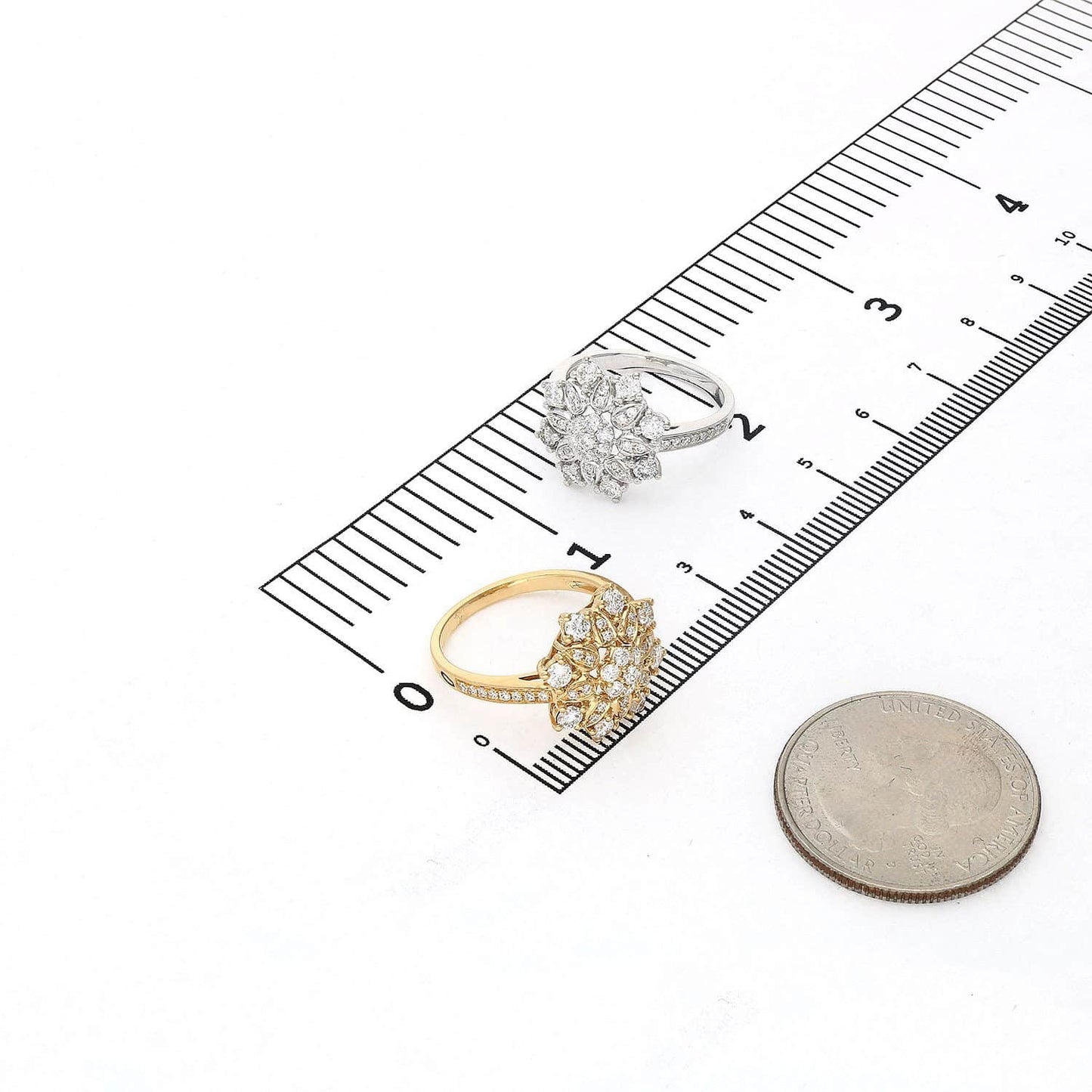 1.15CTW Lab-Grown Diamond 18K Real Gold White Snowflake Cocktail Ring