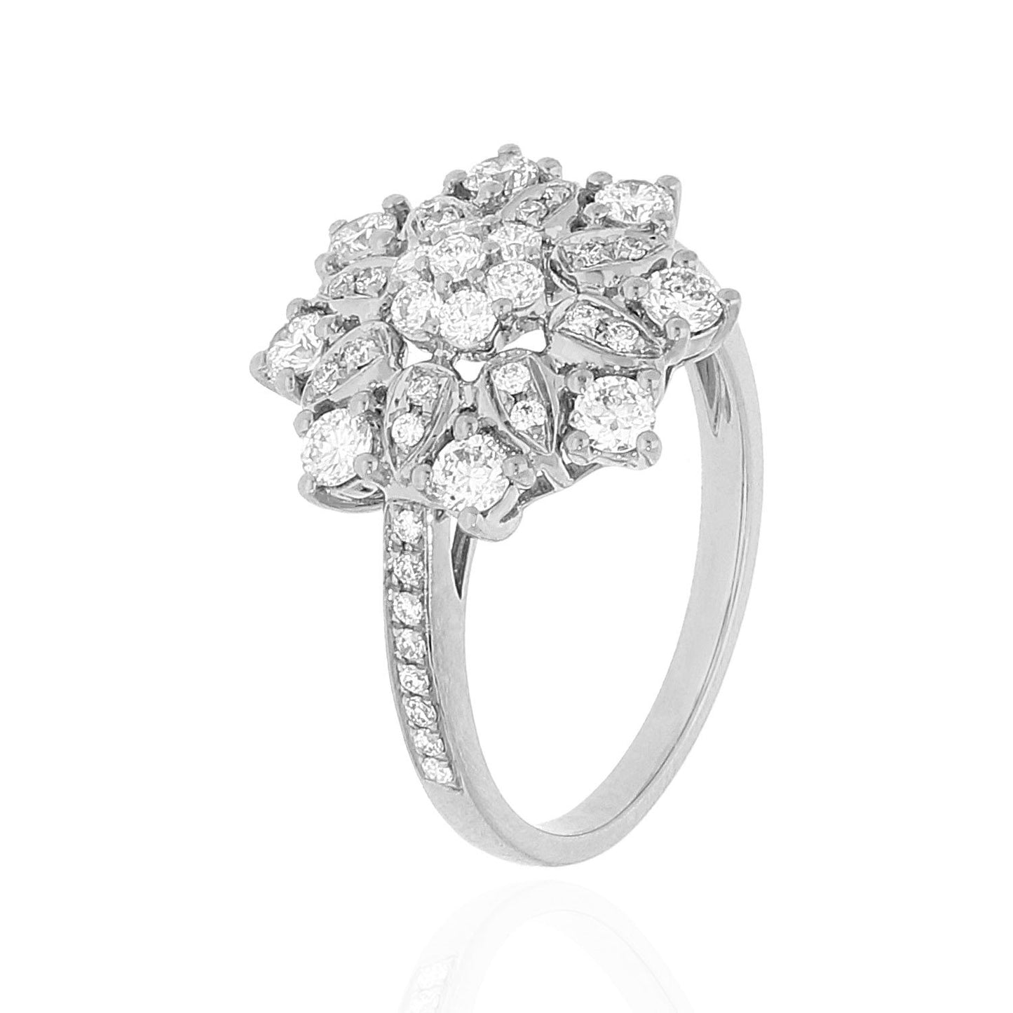 1.15CTW Lab-Grown Diamond 18K Real Gold White Snowflake Cocktail Ring