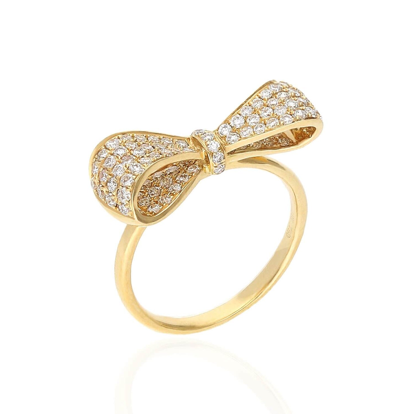 18K Gold Yellow 0.80CTW Natural Diamond Bow Cocktail Ring