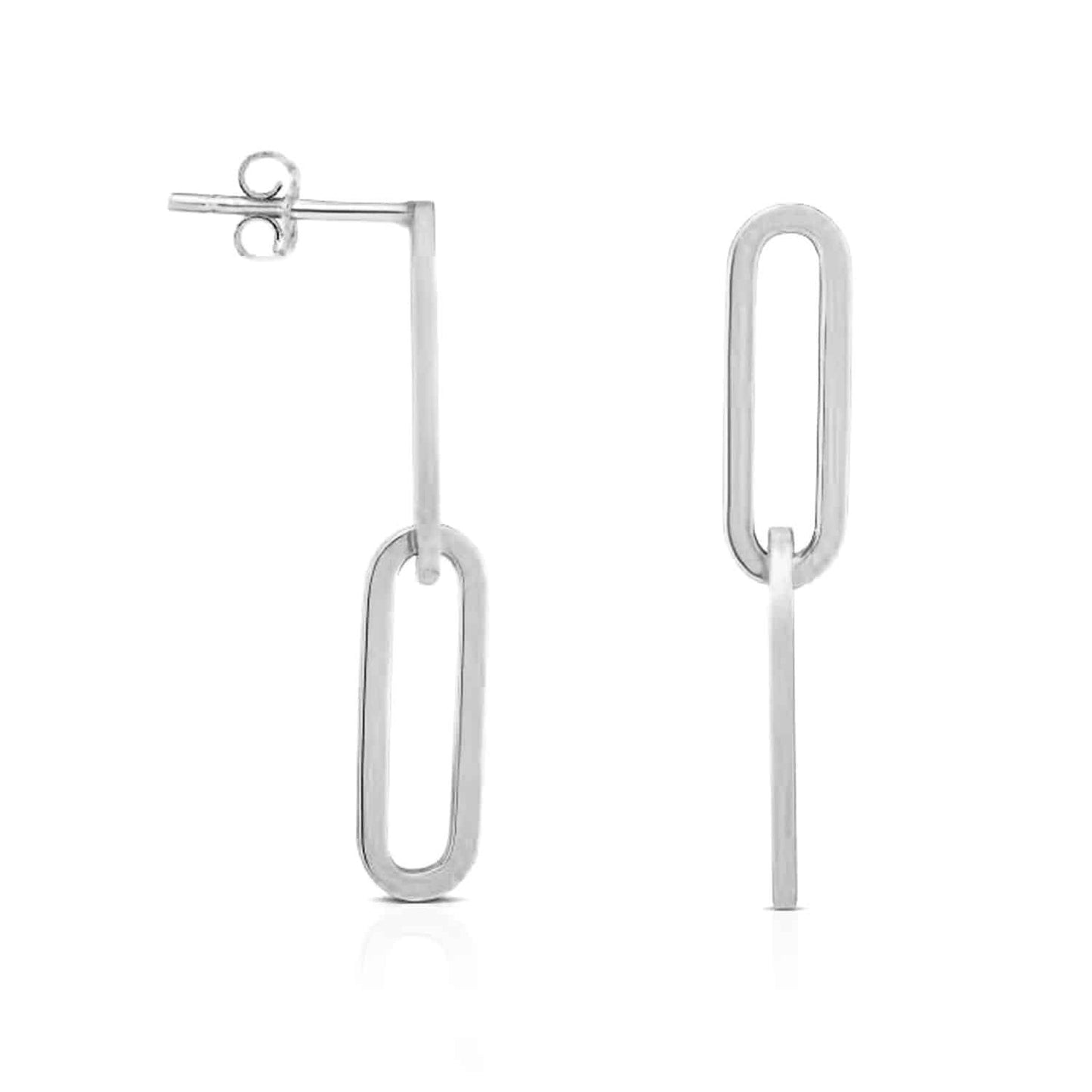 14K Real Gold White Rose Oval Paperclip Push Back Earrings