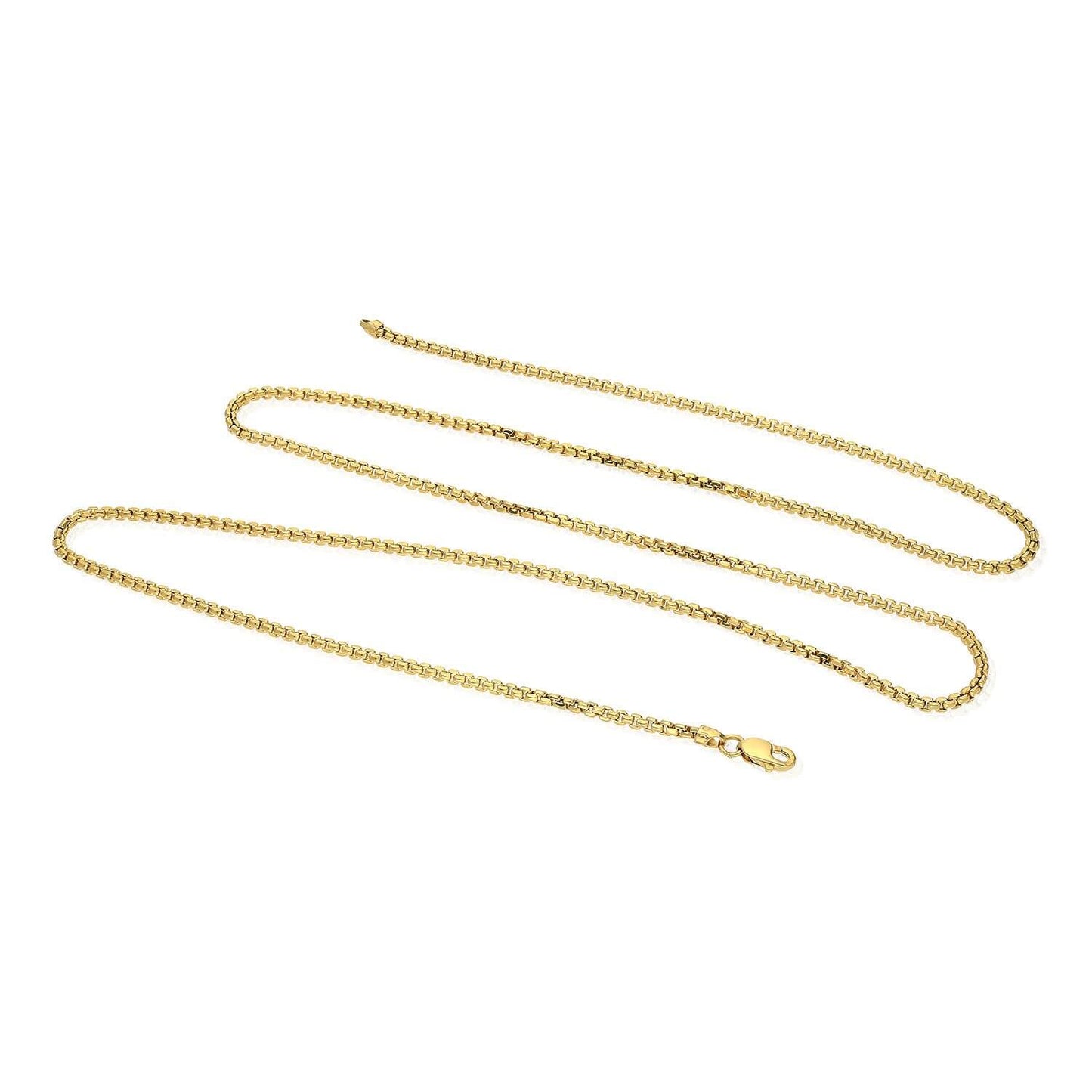 10K Yellow Gold 1.8mm Round Box Chain (Solid Links) 16"-24"