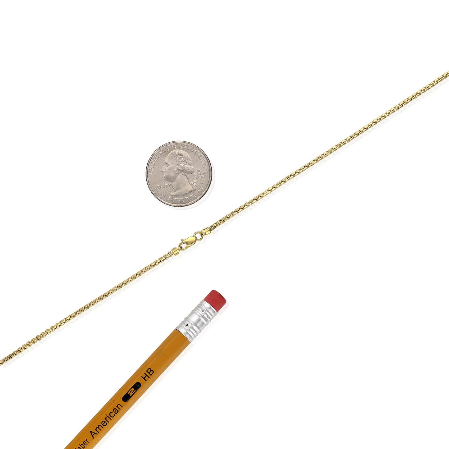 10K Yellow Gold 1.8mm Round Box Chain (Solid Links) 16"-24"