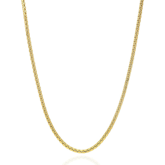 10K Yellow Gold 1.8mm Round Box Chain (Solid Links) 16"-24"