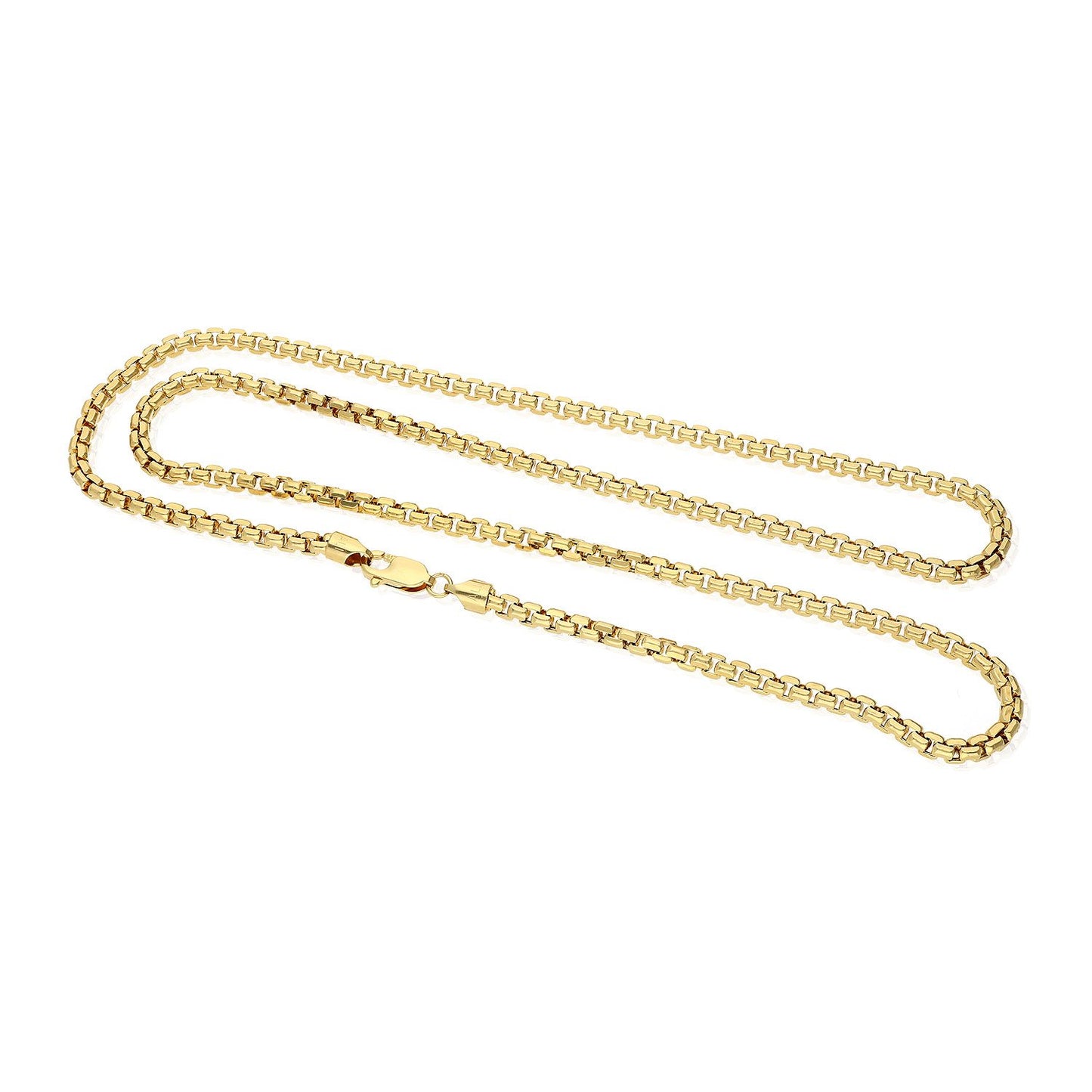 10K Real Gold 3.5mm Solid Round Box Chain Necklace 20"-26"
