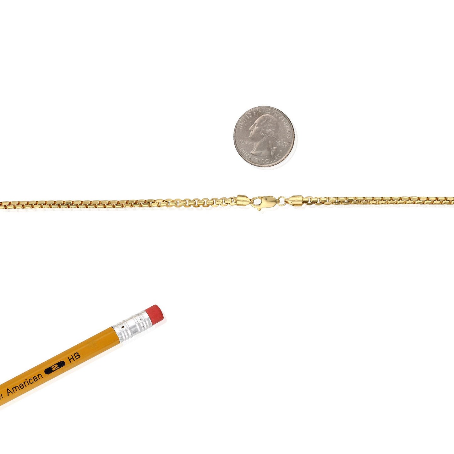 10K Real Gold 3.5mm Solid Round Box Chain Necklace 20"-26"