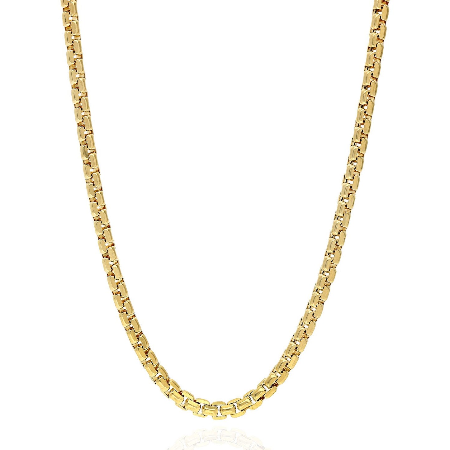 10K Real Gold 3.5mm Solid Round Box Chain Necklace 20"-26"