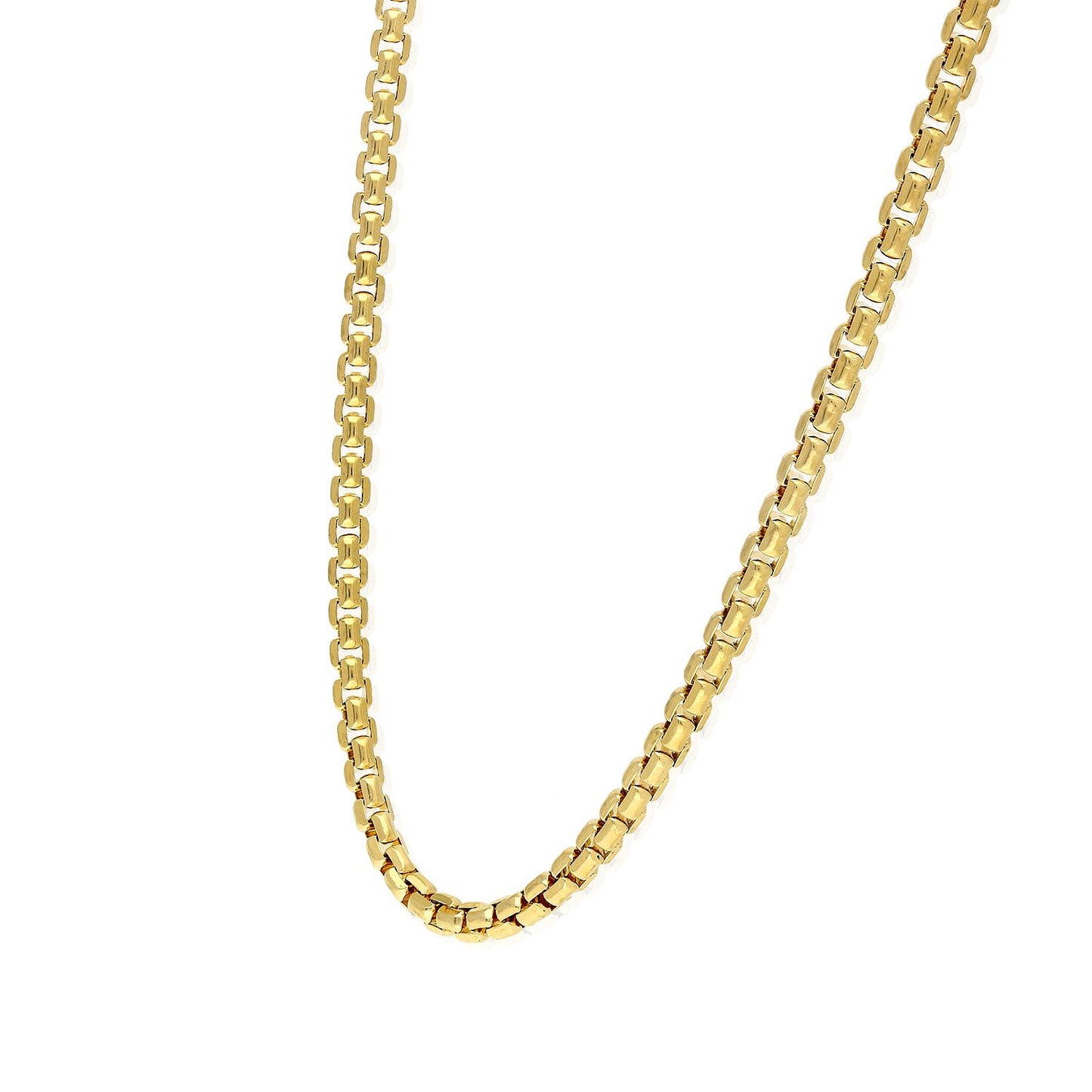 10K Real Gold 3.5mm Solid Round Box Chain Necklace 20"-26"