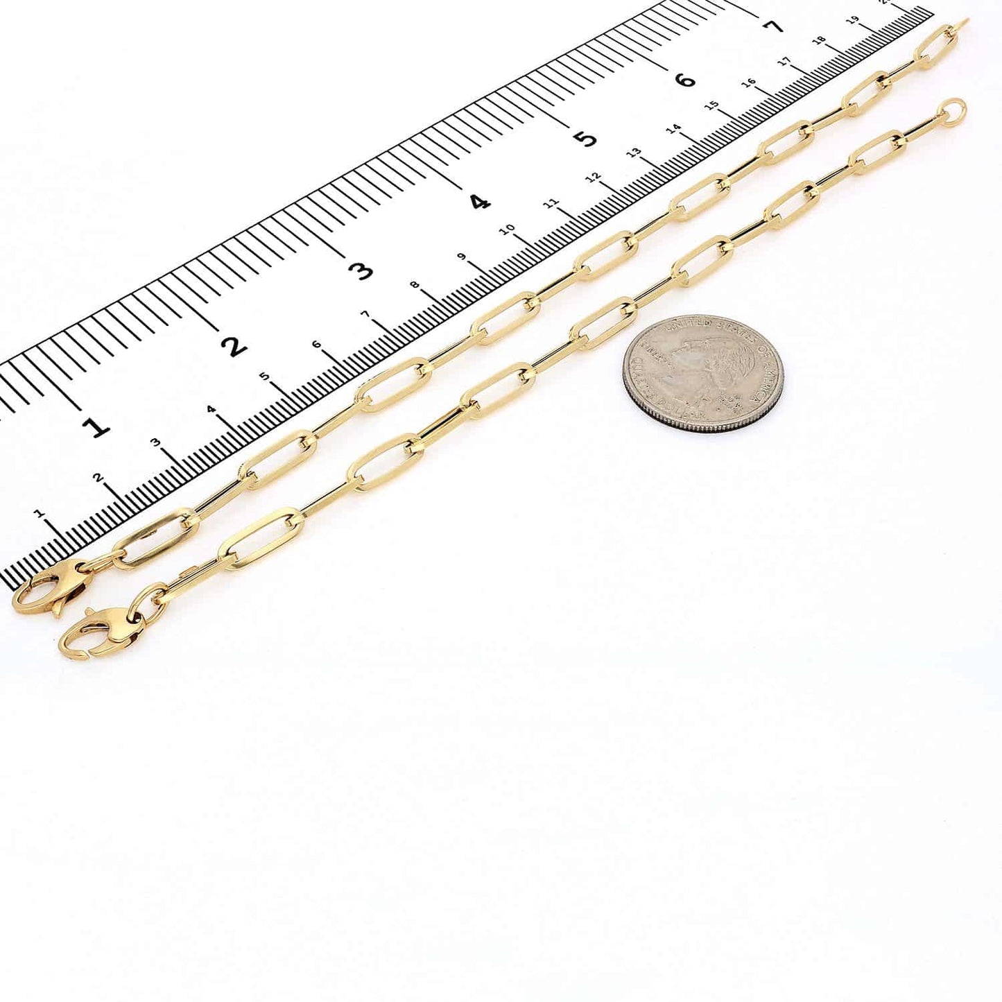 14K Yellow Gold 5mm Paperclip Elongated Bracelet 7" 8"