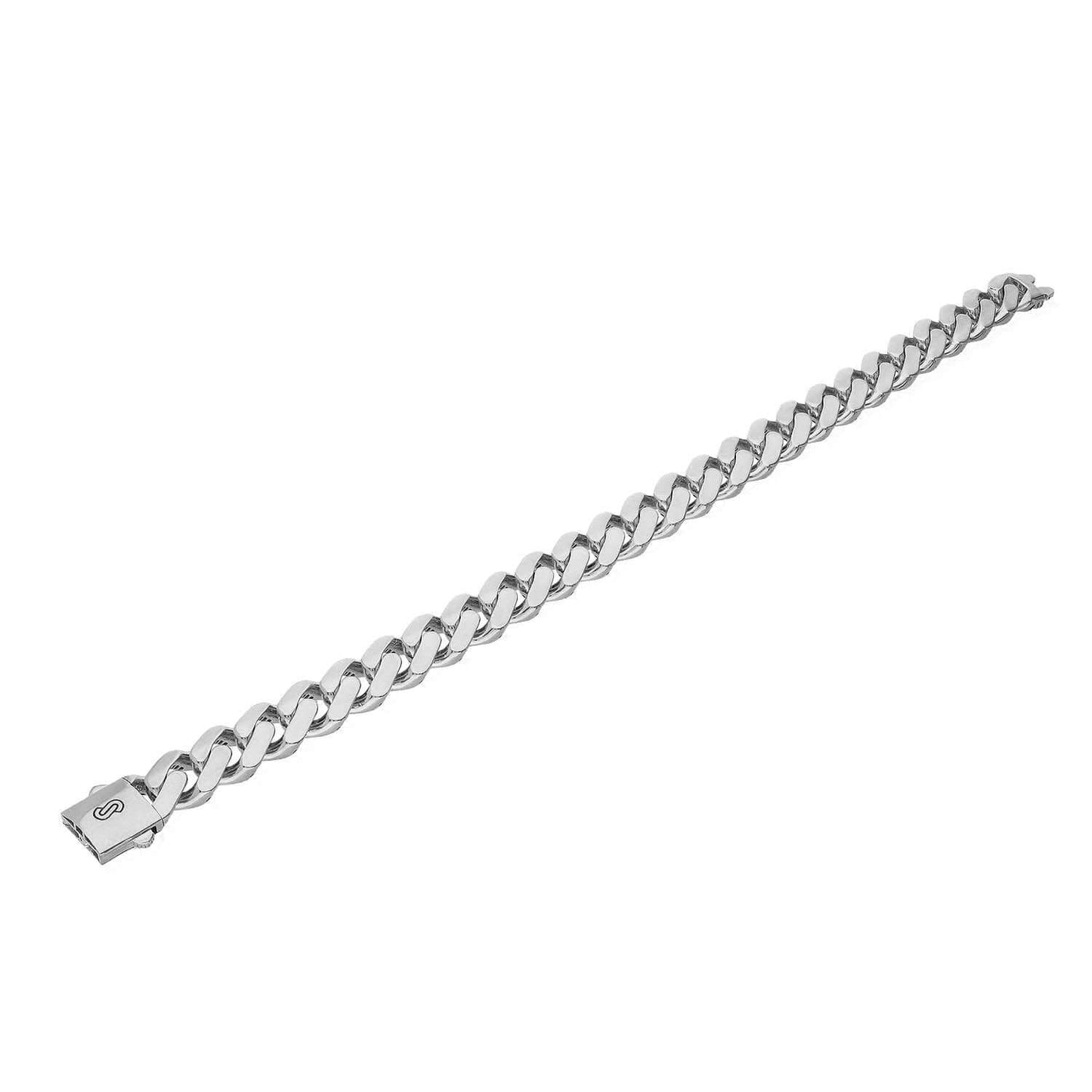 14K Yellow Gold White Rose 11.5mm MONACO Miami Box Clasp Bracelet (Hollow) 8.25"