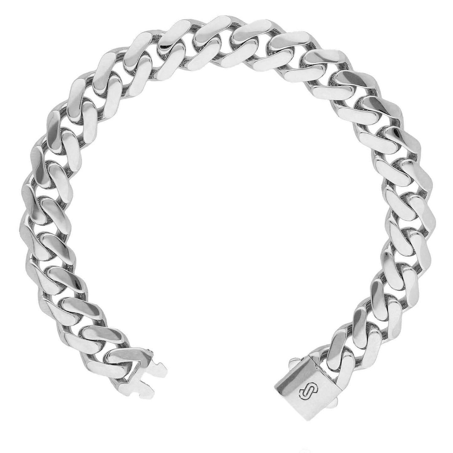 14K Yellow Gold White Rose 11.5mm MONACO Miami Box Clasp Bracelet (Hollow) 8.25"