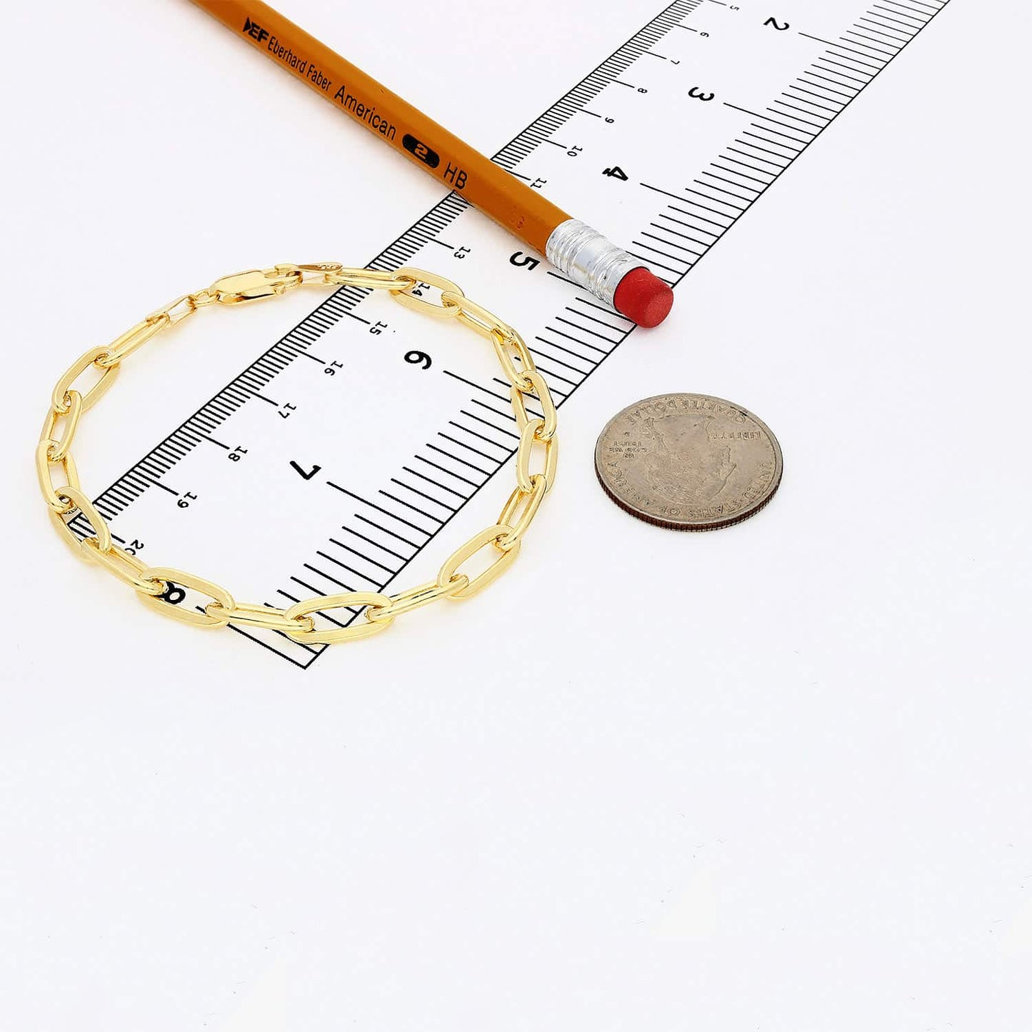 Yellow Gold Tone 925 Silver 6mm Elongated Paperclip Bracelet 7"-8"