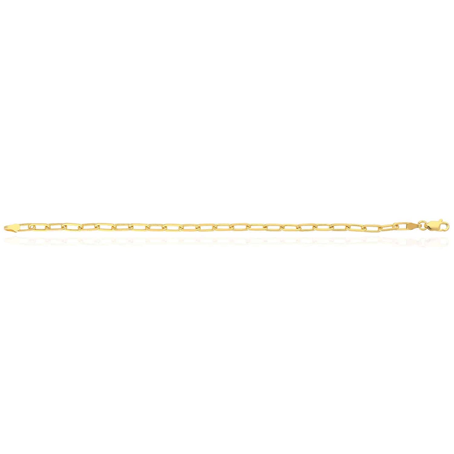 Yellow Gold Over 925 Silver 3mm Paperclip Elongated Bracelet 7"-8"