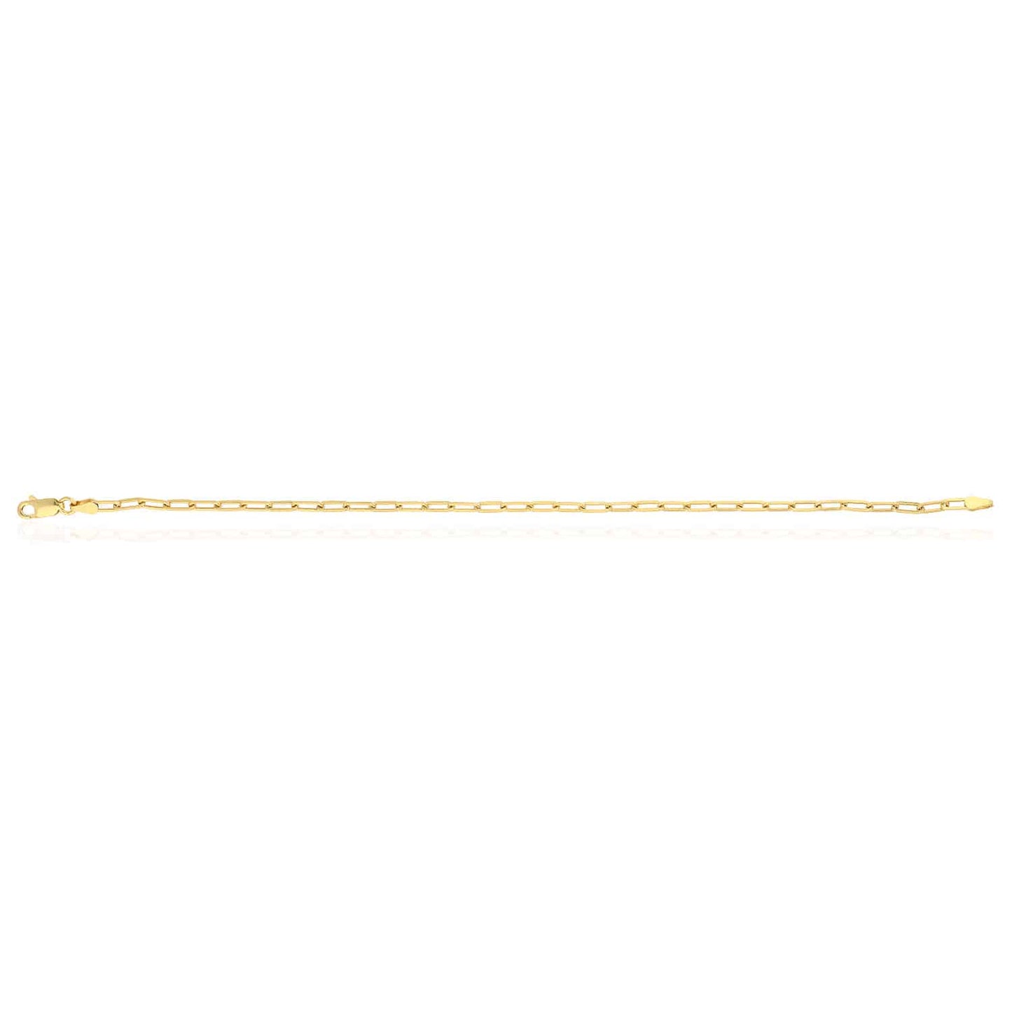 Yellow Gold Over Sterling Silver 2.5mm Elongated Paperclip Bracelet (Solid Links) 7"-8"