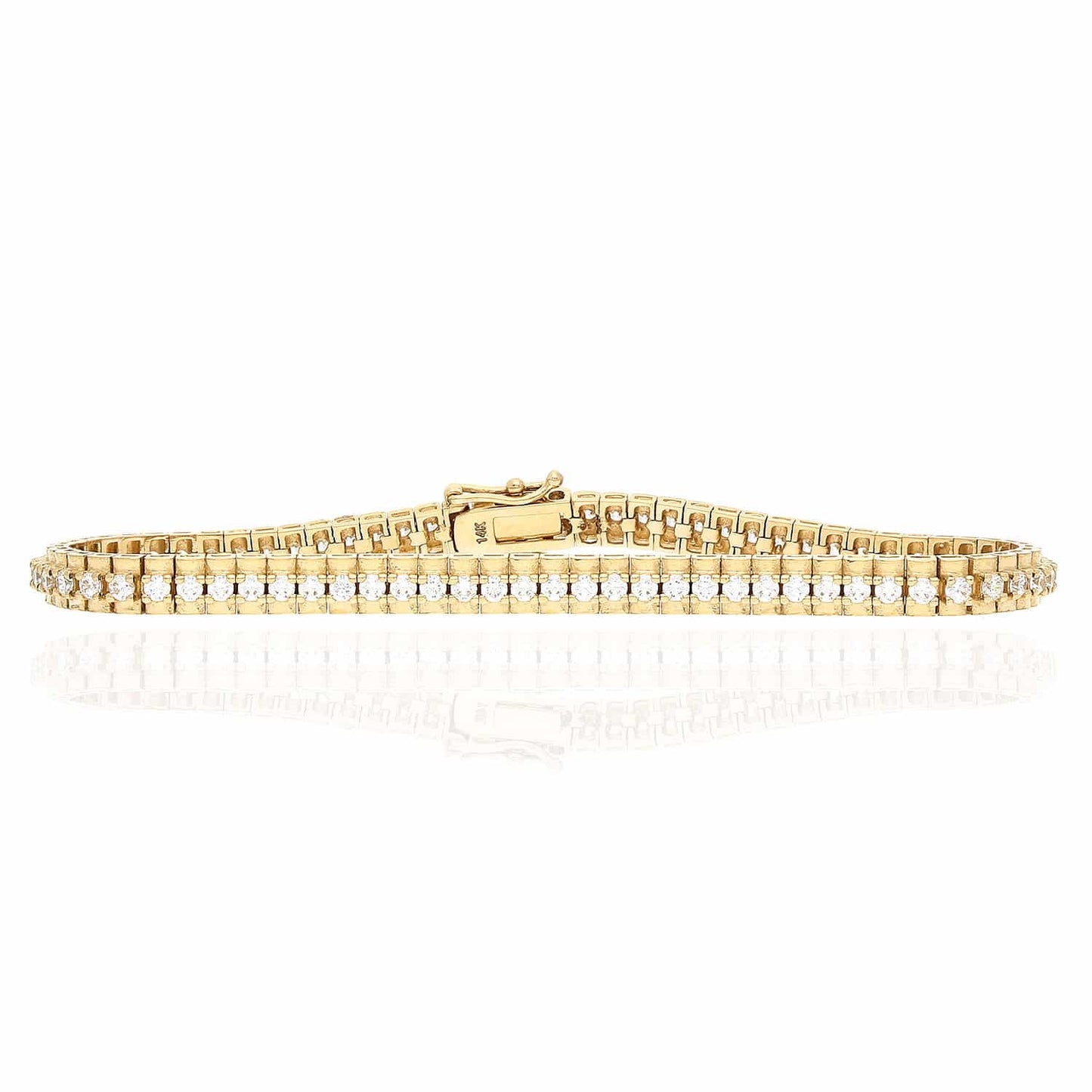 3CTW CZ 14K Gold Yellow 4.5mm Tennis Bracelet 7"
