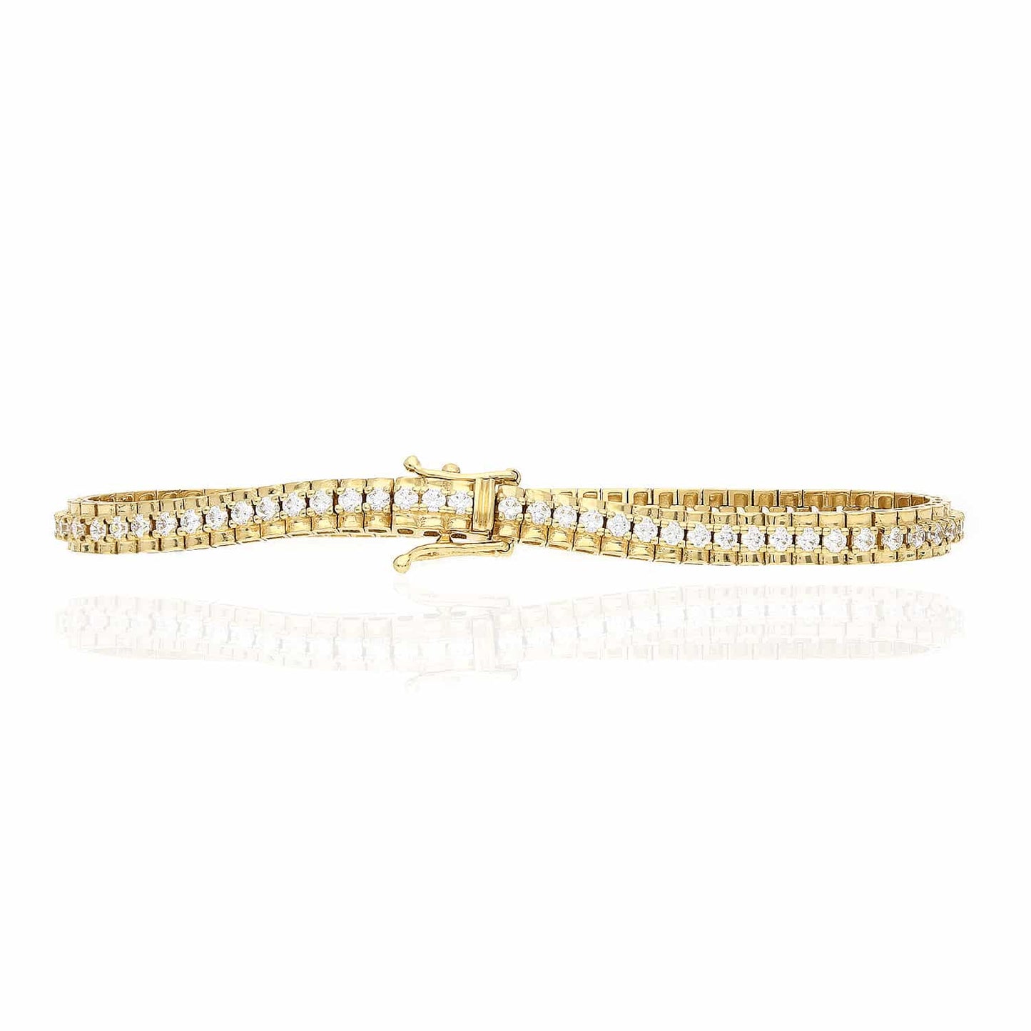 3CTW CZ 14K Gold Yellow 4.5mm Tennis Bracelet 7"