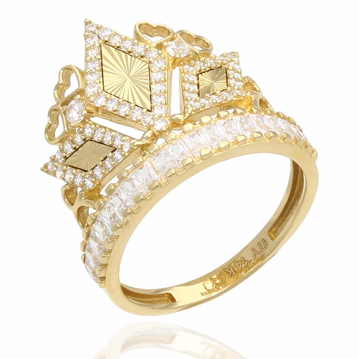 14K Gold Yellow 1.25Ct CZ Royal Crown Ring
