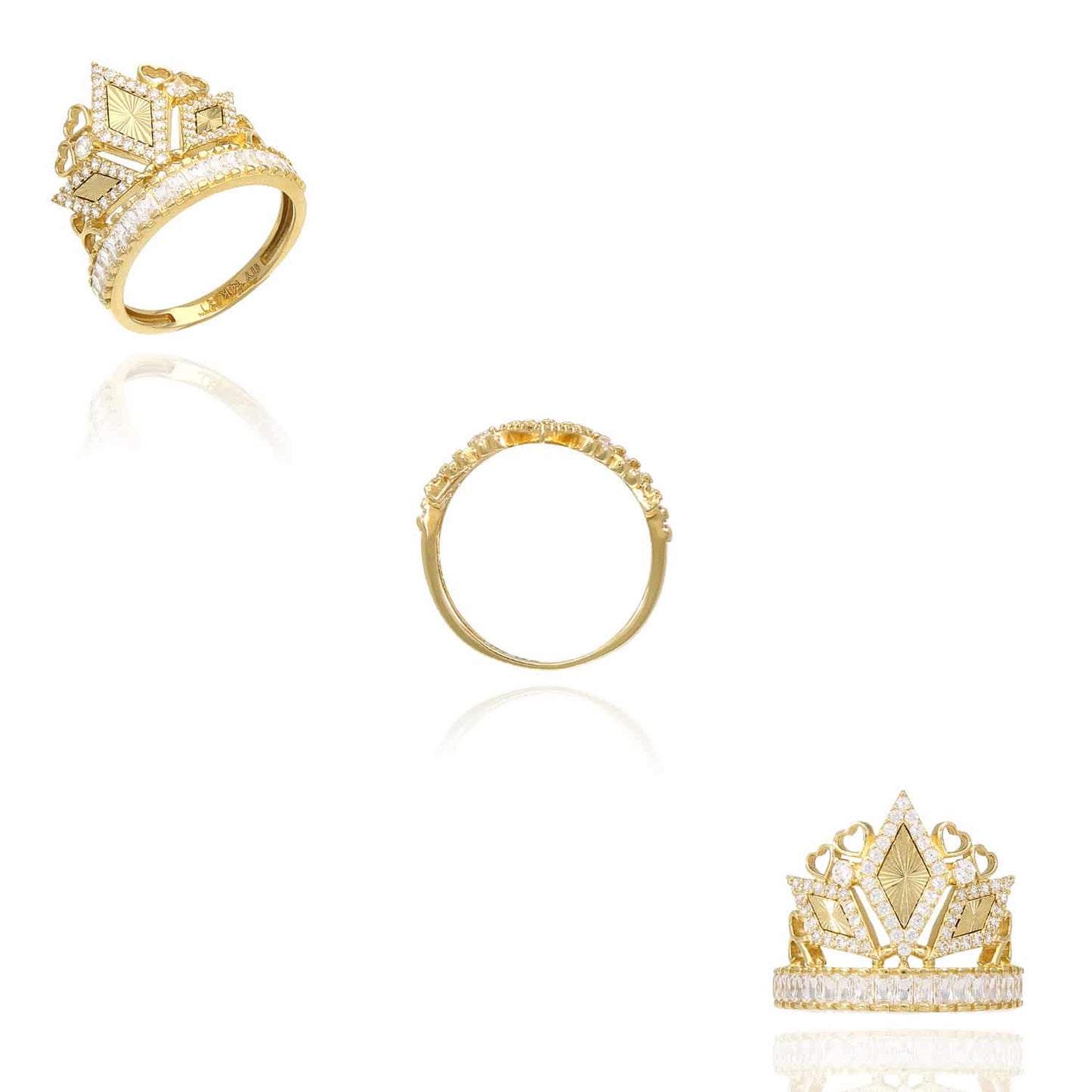 14K Gold Yellow 1.25Ct CZ Royal Crown Ring