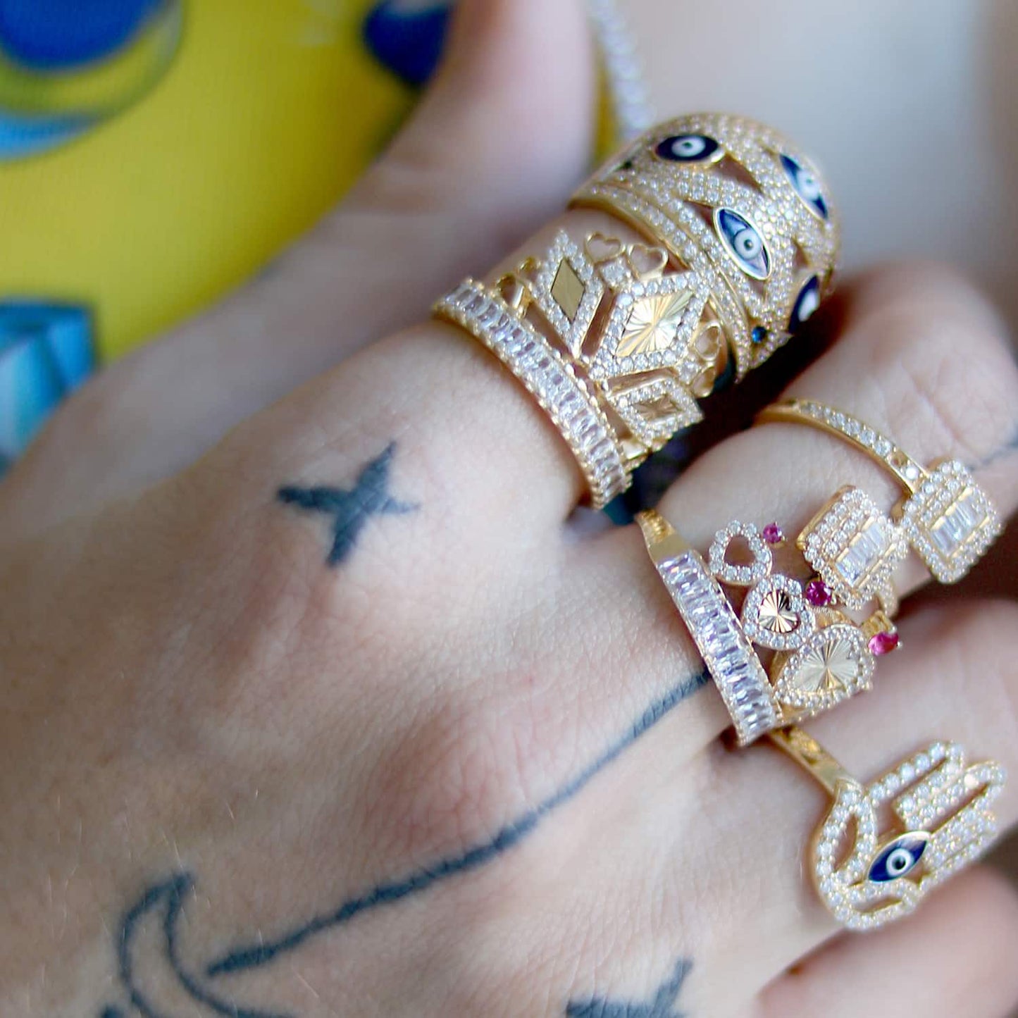 1.70Ct CZ 14K Gold Yellow Royal Crown Cocktail Ring