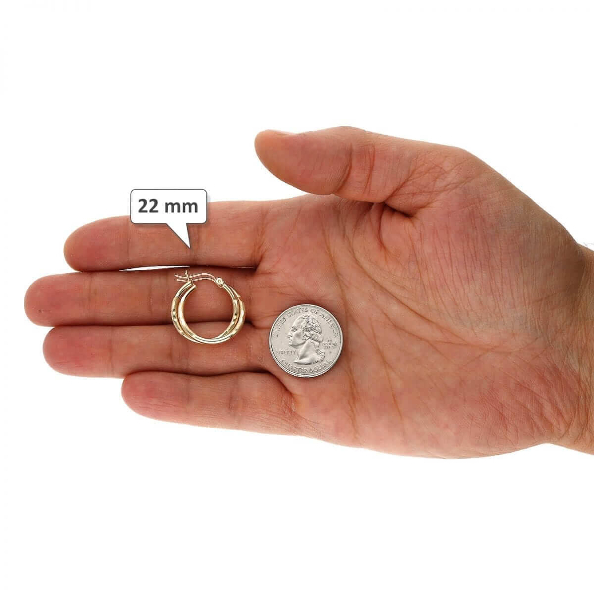 14K Yellow Gold 2mm Diamond-Cut Round Hoop Earrings 22-76mm