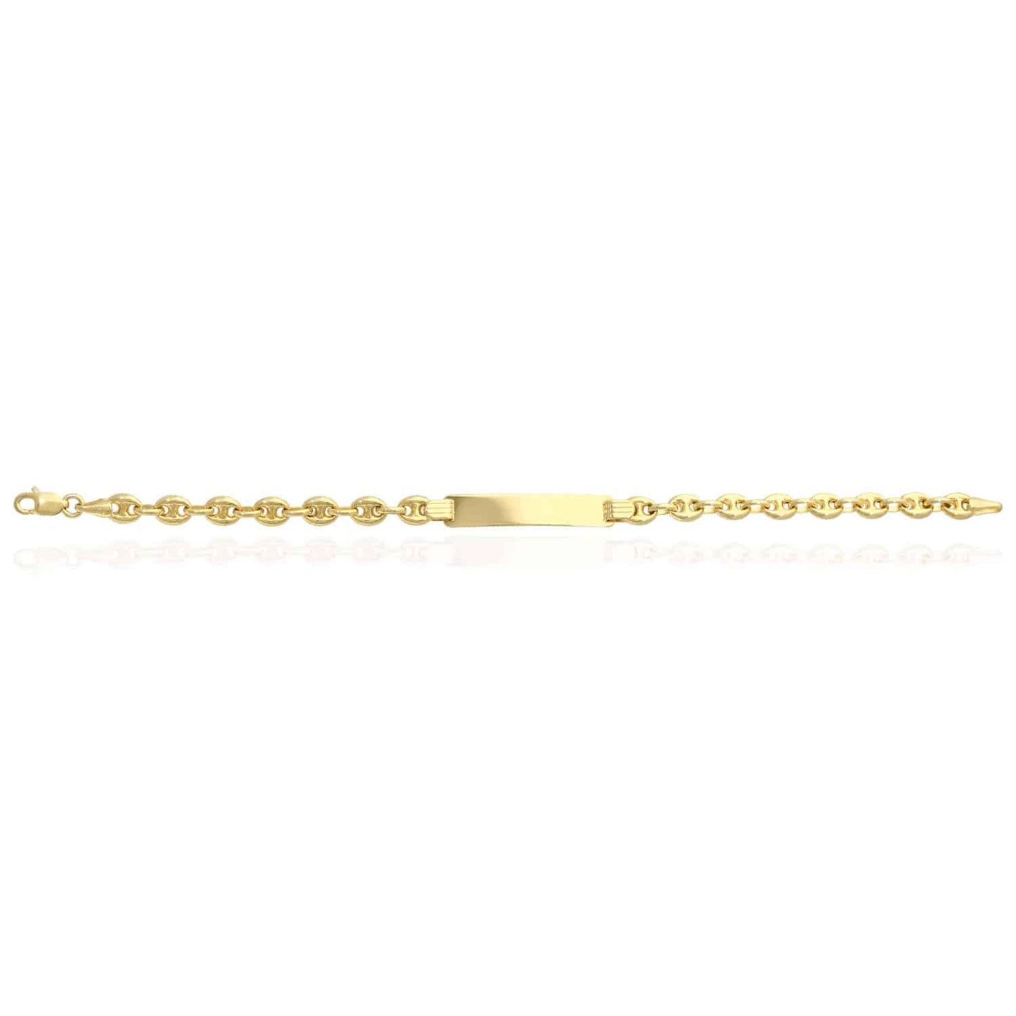 Kid's 14K Gold Yellow Puffed Mariner Anchor I.D. Bar Bracelet 6"