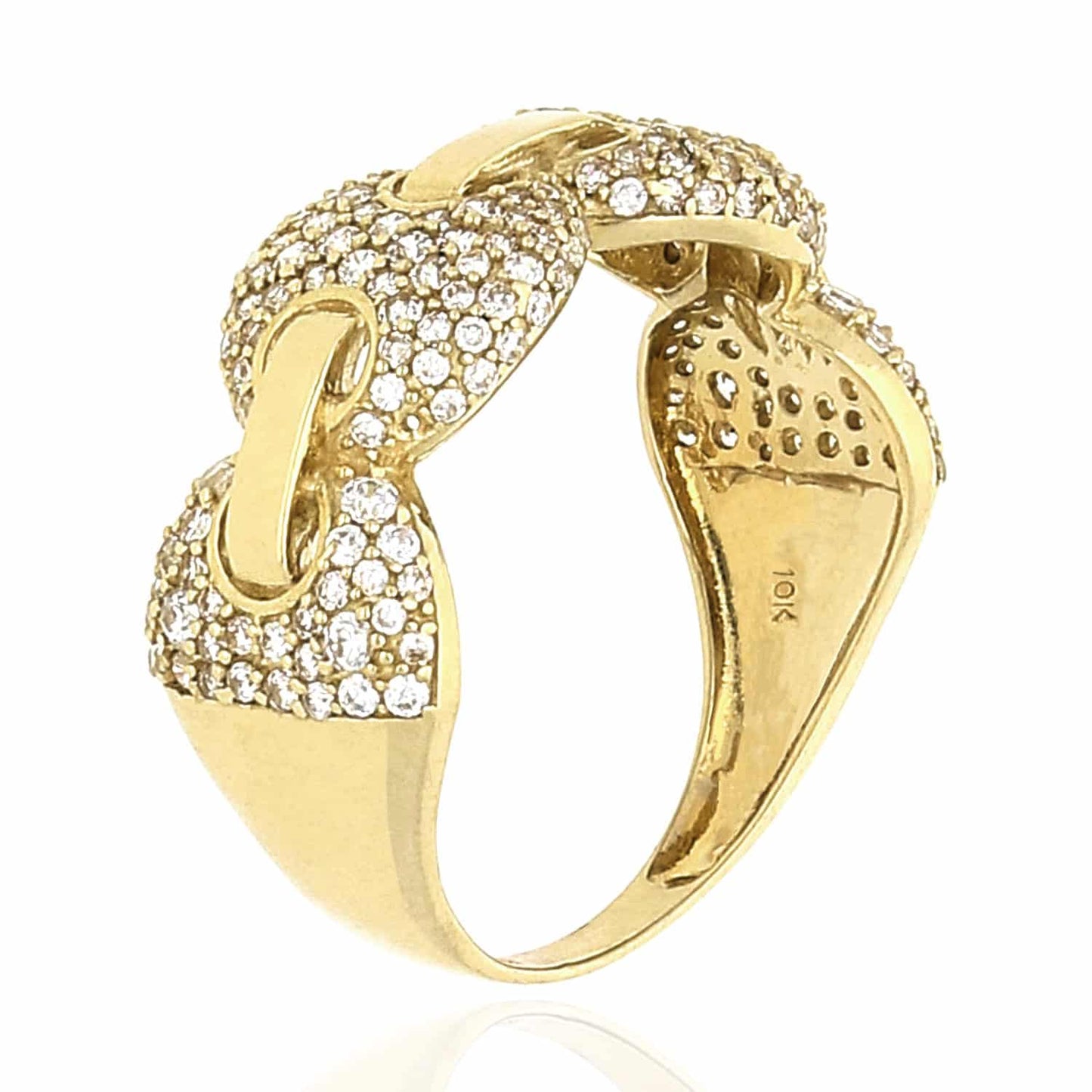 10K Gold Yellow 1.75Ct Pave Diamond Alternative Puffed Mariner Ring