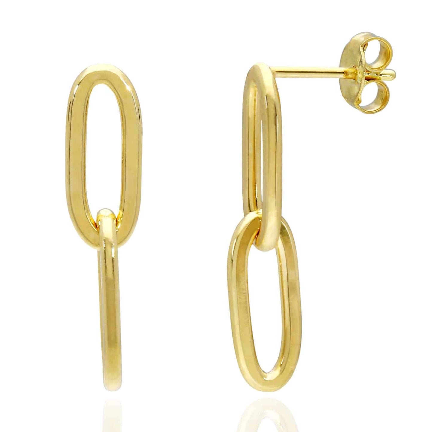 Yellow White Gold Tone 925 Silver Paperclip Earrings 24mm
