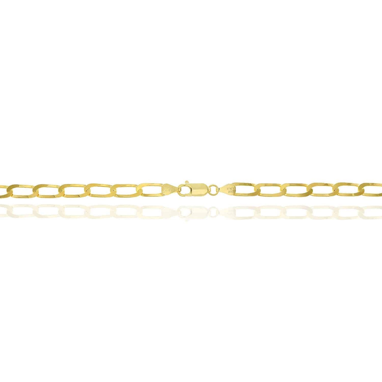 Yellow Gold Over 925 Silver 6mm Flat Elongated Paperclip Chain Necklace