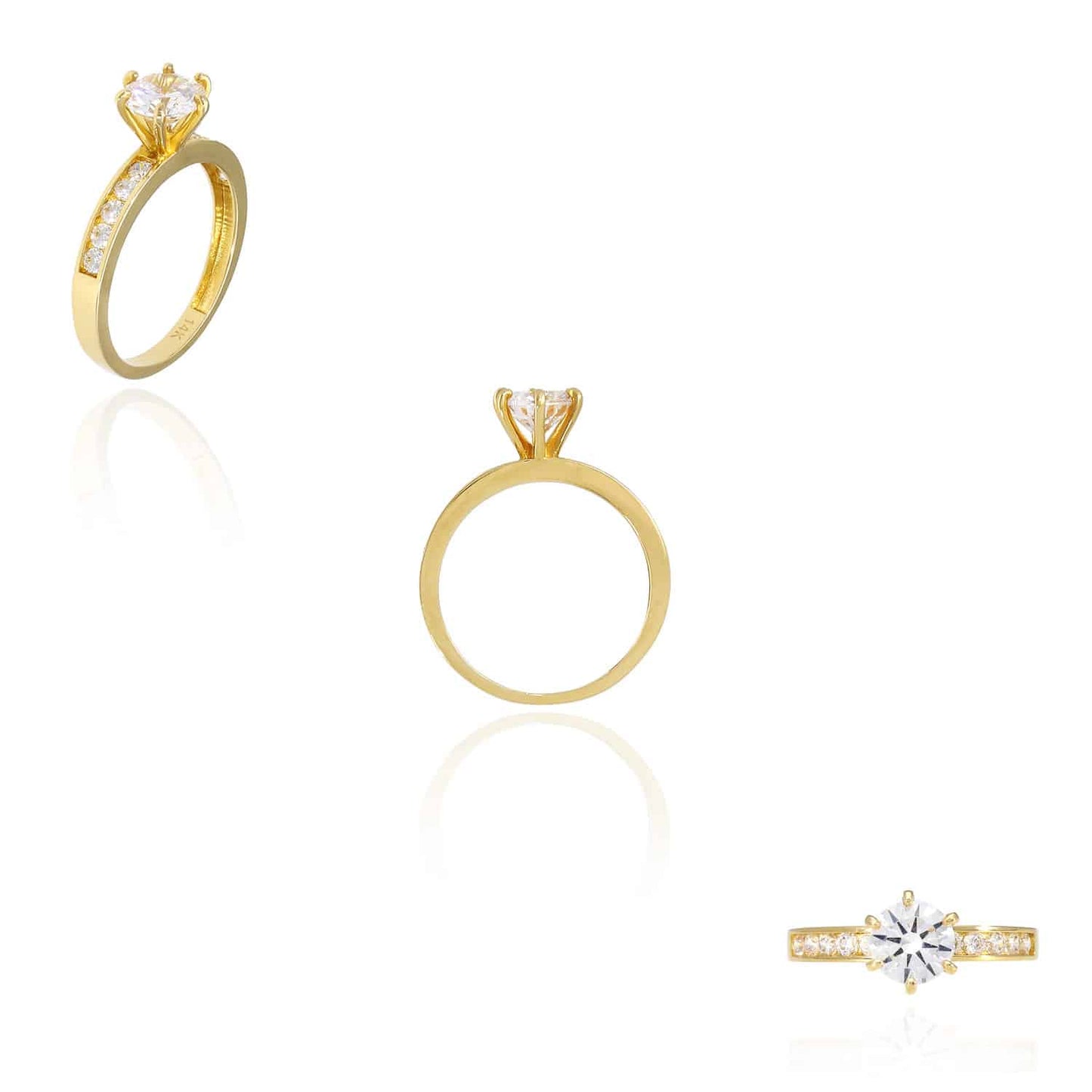 2CTW CZ 14K Gold Yellow Engagement 3mm Wedding Bands His Hers Set