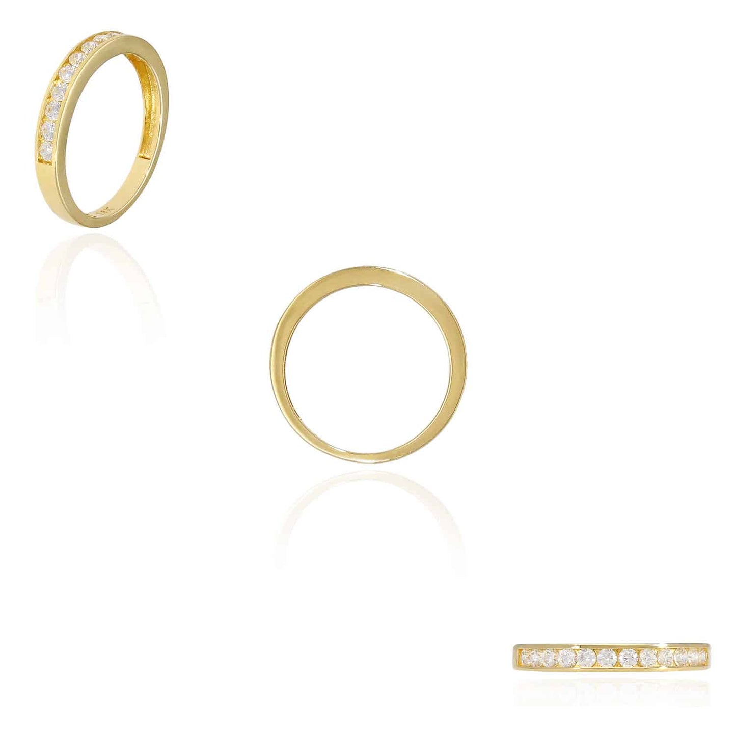 2CTW CZ 14K Gold Yellow Engagement 3mm Wedding Bands His Hers Set
